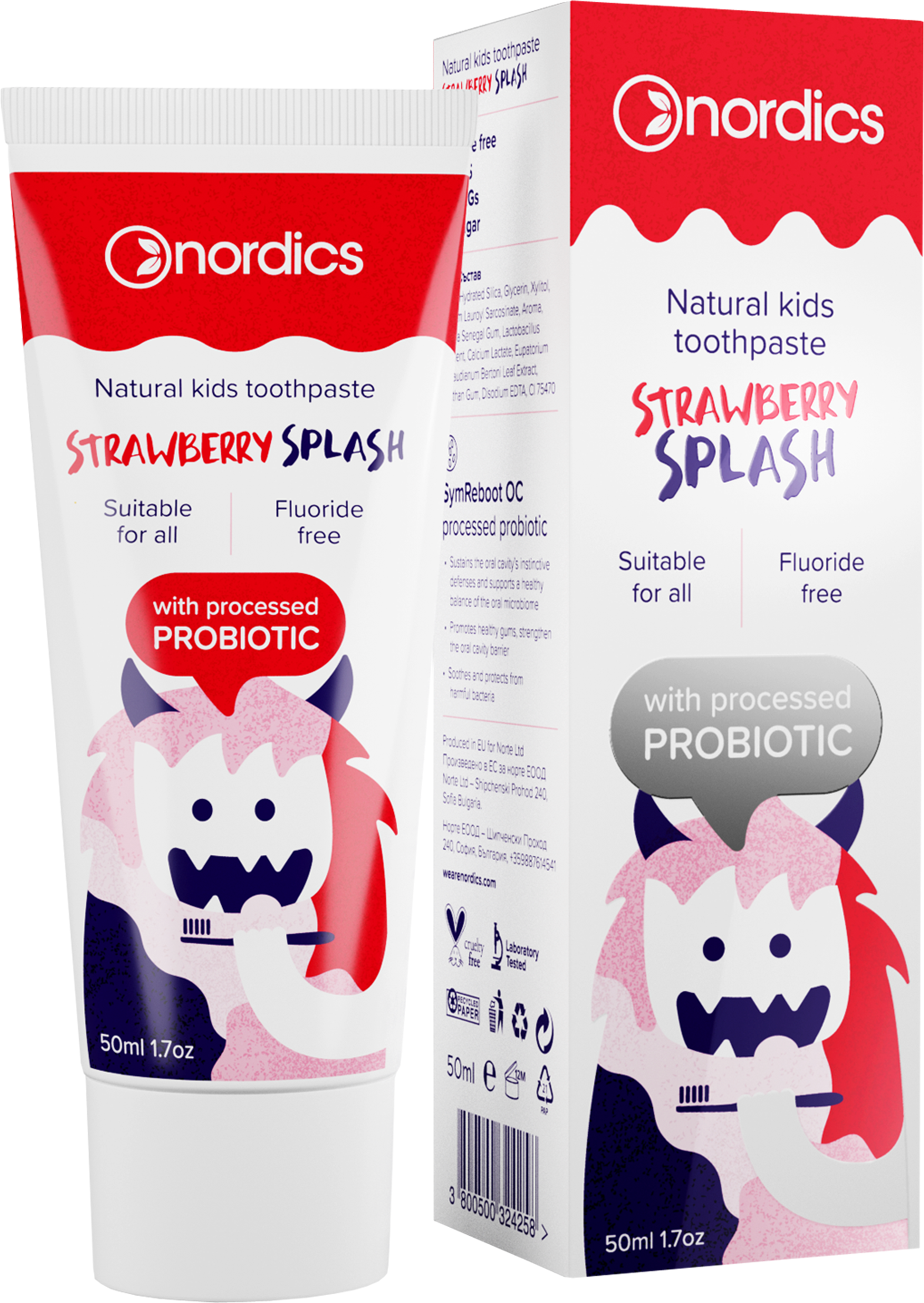 Nordics Probiotische Zahnpasta Kids Strawberry Splash ohne Flourid