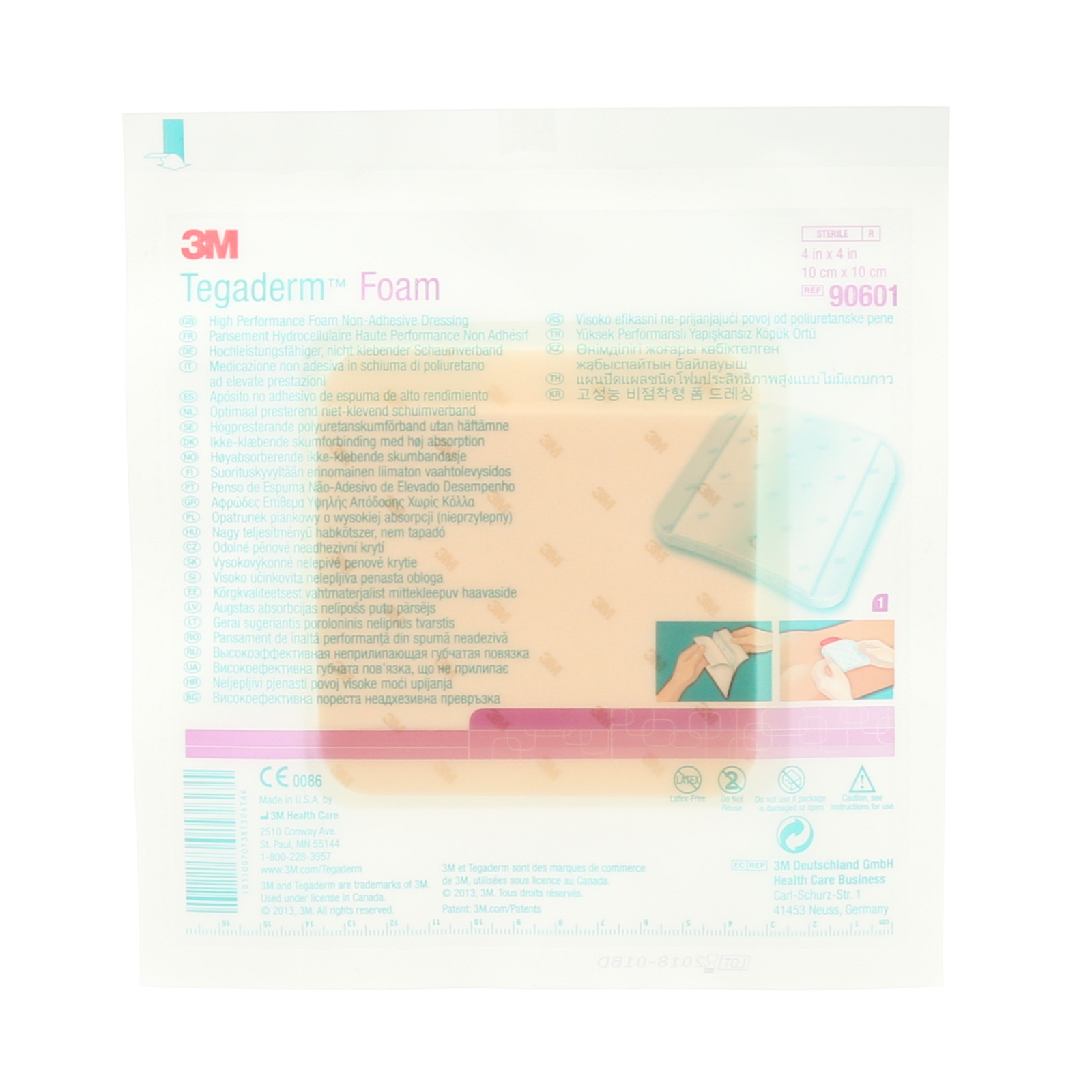 3M™ Tegaderm™ Foam Schaumverband nicht klebend, 90601, 10 cm x 10 cm, 10 / Packung