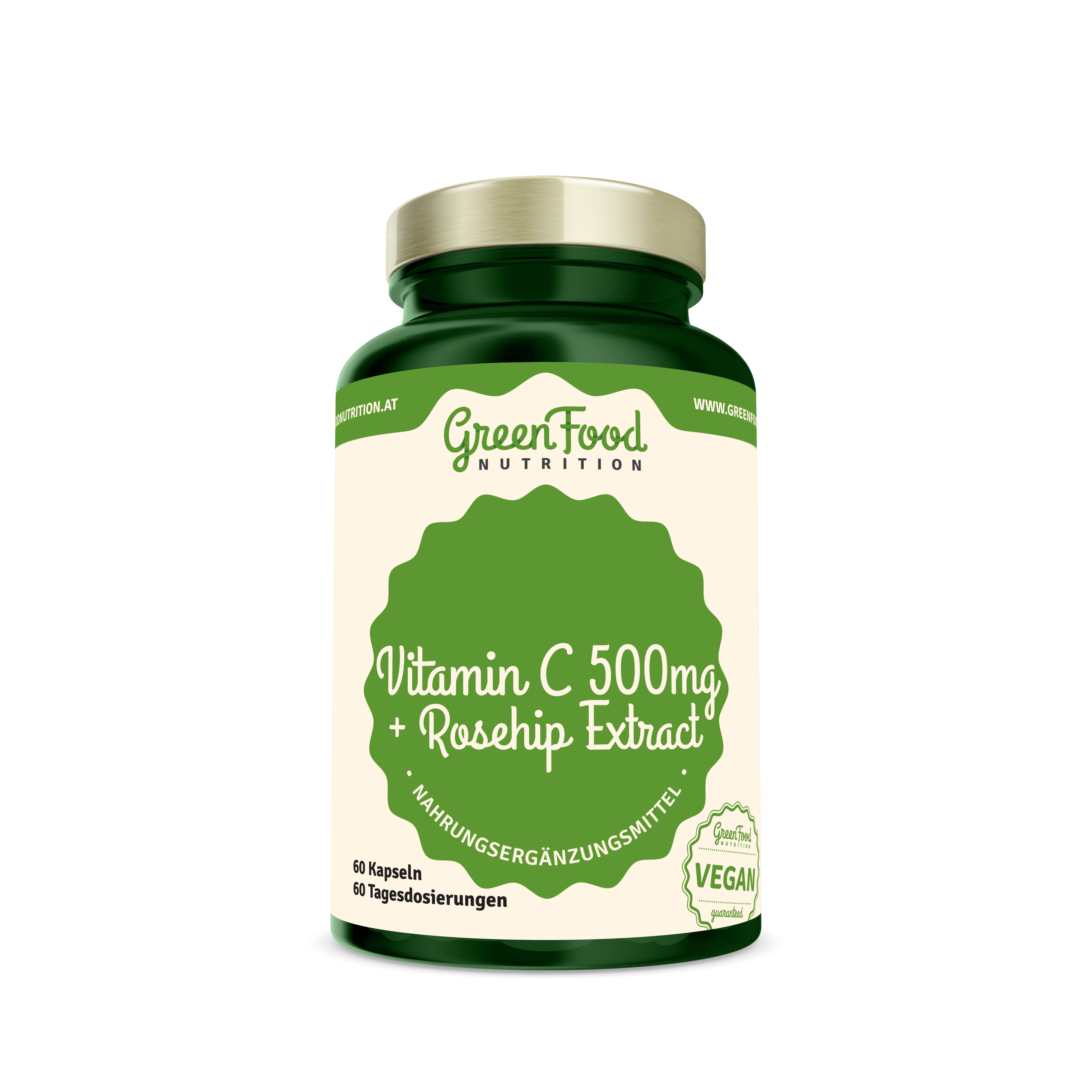 GreenFood Nutrition Vitamin C 500 + Hagebutten-Extrakt 60 Kapseln