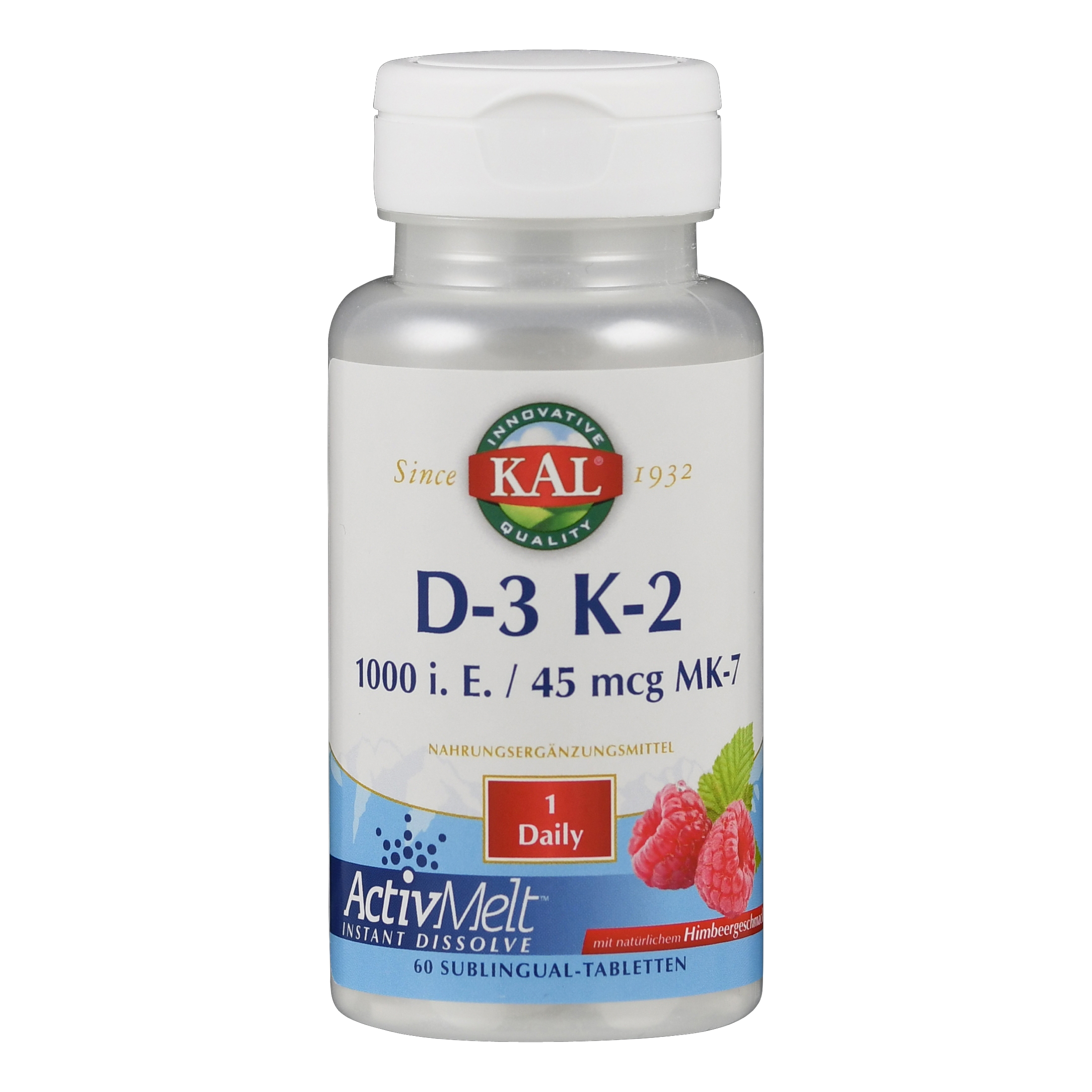 Supplementa Vitamin D-3 K-2 1000 i. E. / 45 mcg MK-7 ActivMelt Lutschtabletten