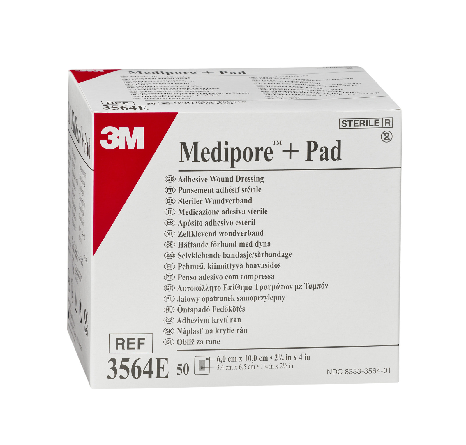 3M™ Medipore™ + Pad Steriler Wundverband mit Wundauflage, 3564E, 6 cm x 10 cm, 50 Stück/Packung