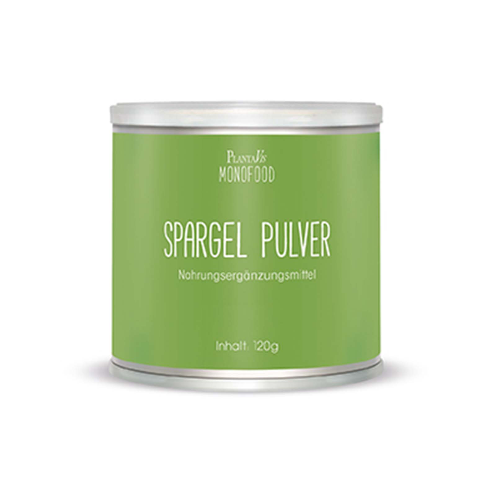 Dose mit grünem Etikett für Spargelpulver, 120g Inhalt.