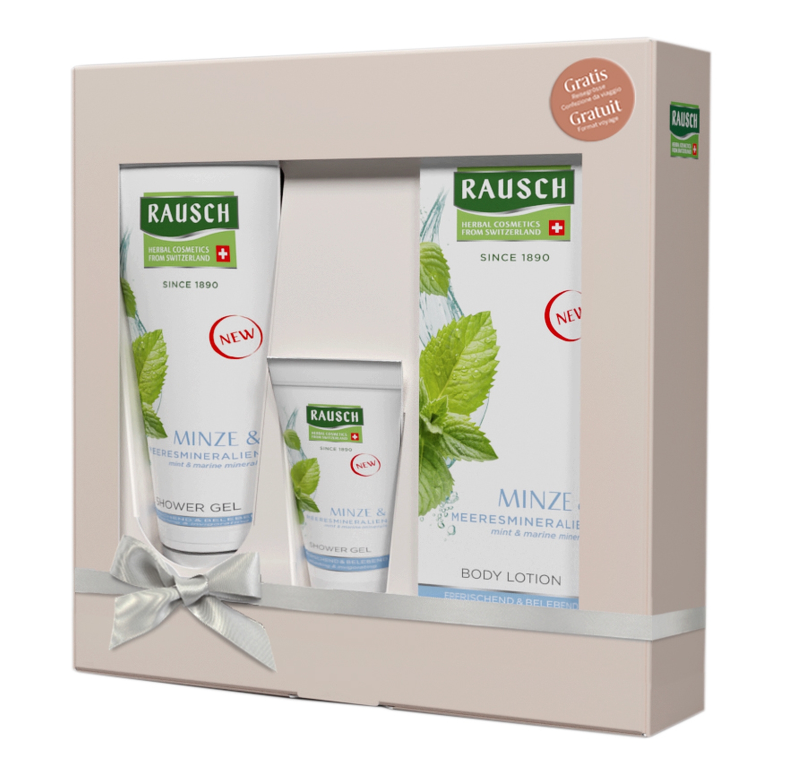 Geschenkset von Rausch mit Duschgel und Körperlotion in einer dekorativen Verpackung.