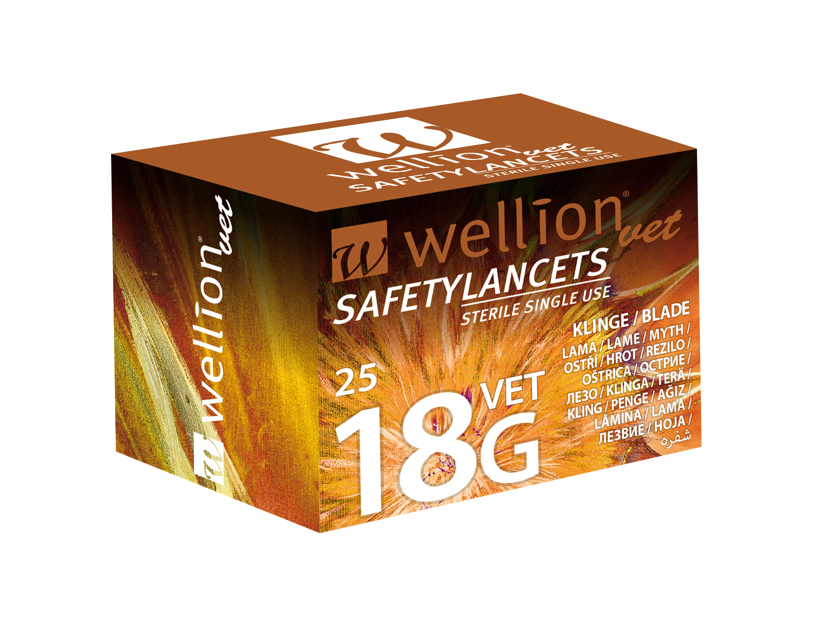 WELLVET218B-3-25 WellionVet Safety Lancets 18G 3mm Blade 25Stk.