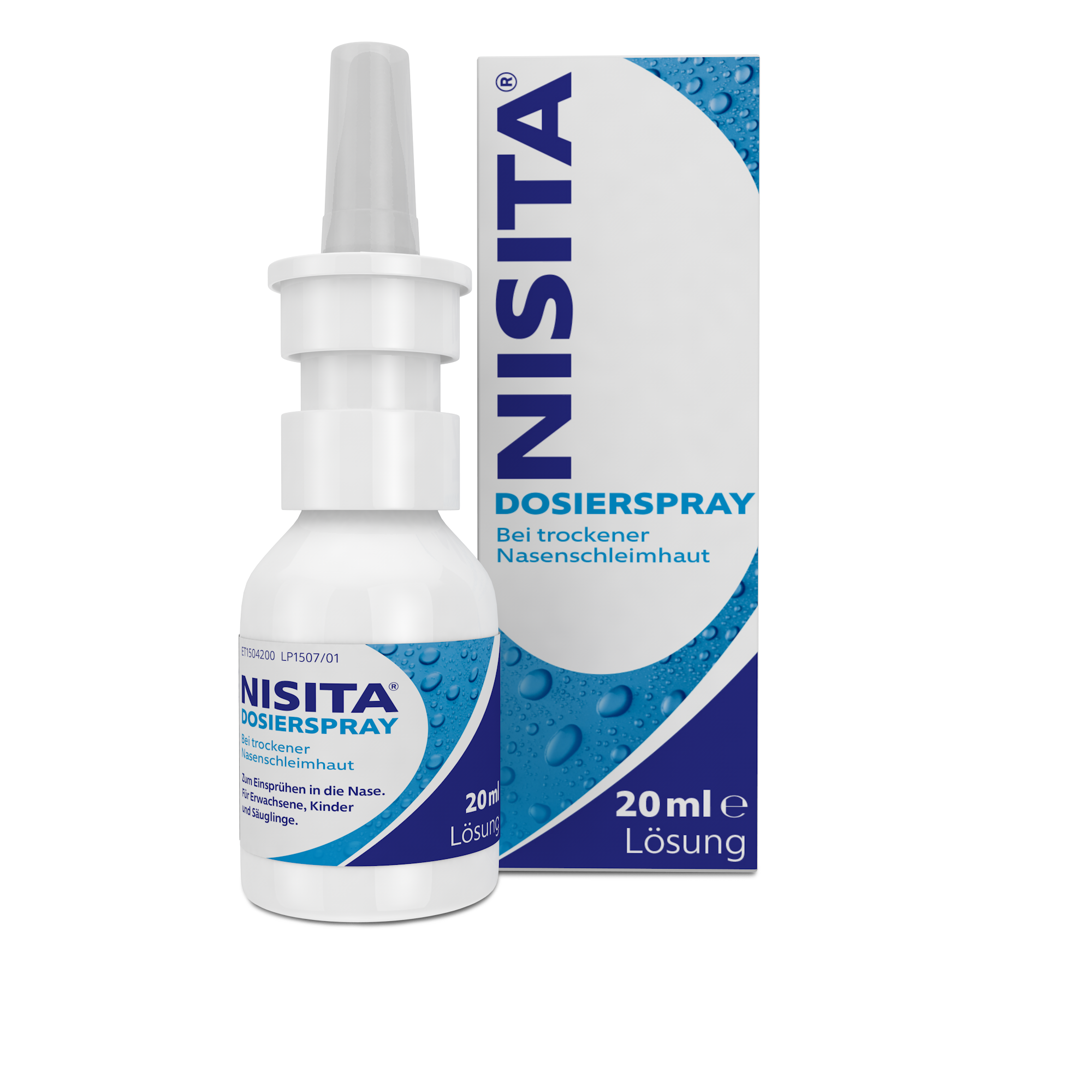 Dosierspray von Nisita, 20 ml, zur Linderung trockener Nasenschleimhäute.