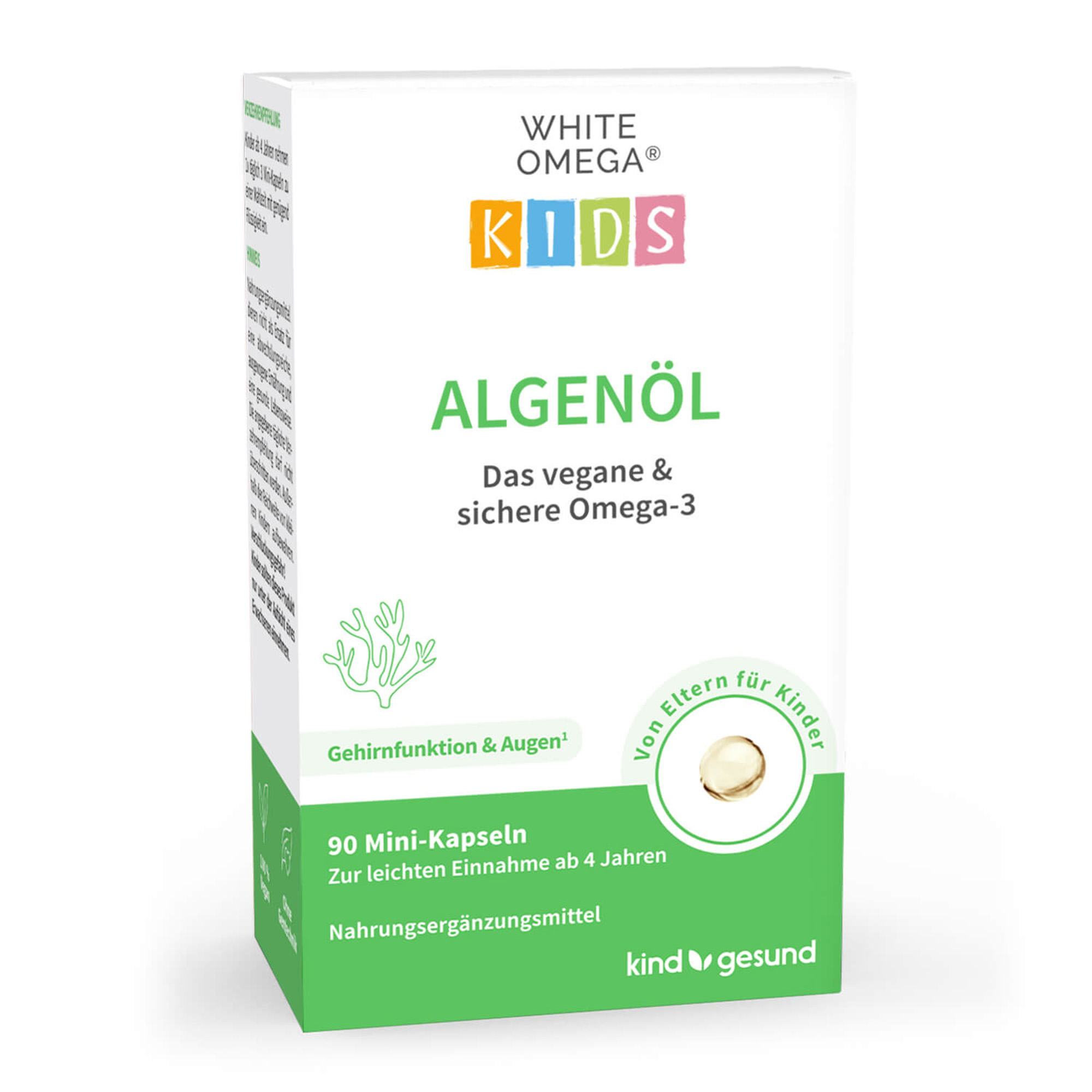 Algenöl Kapseln für Kinder – veganes Omega-3 – ohne Carrageen – 330 mg DHA aus Algen