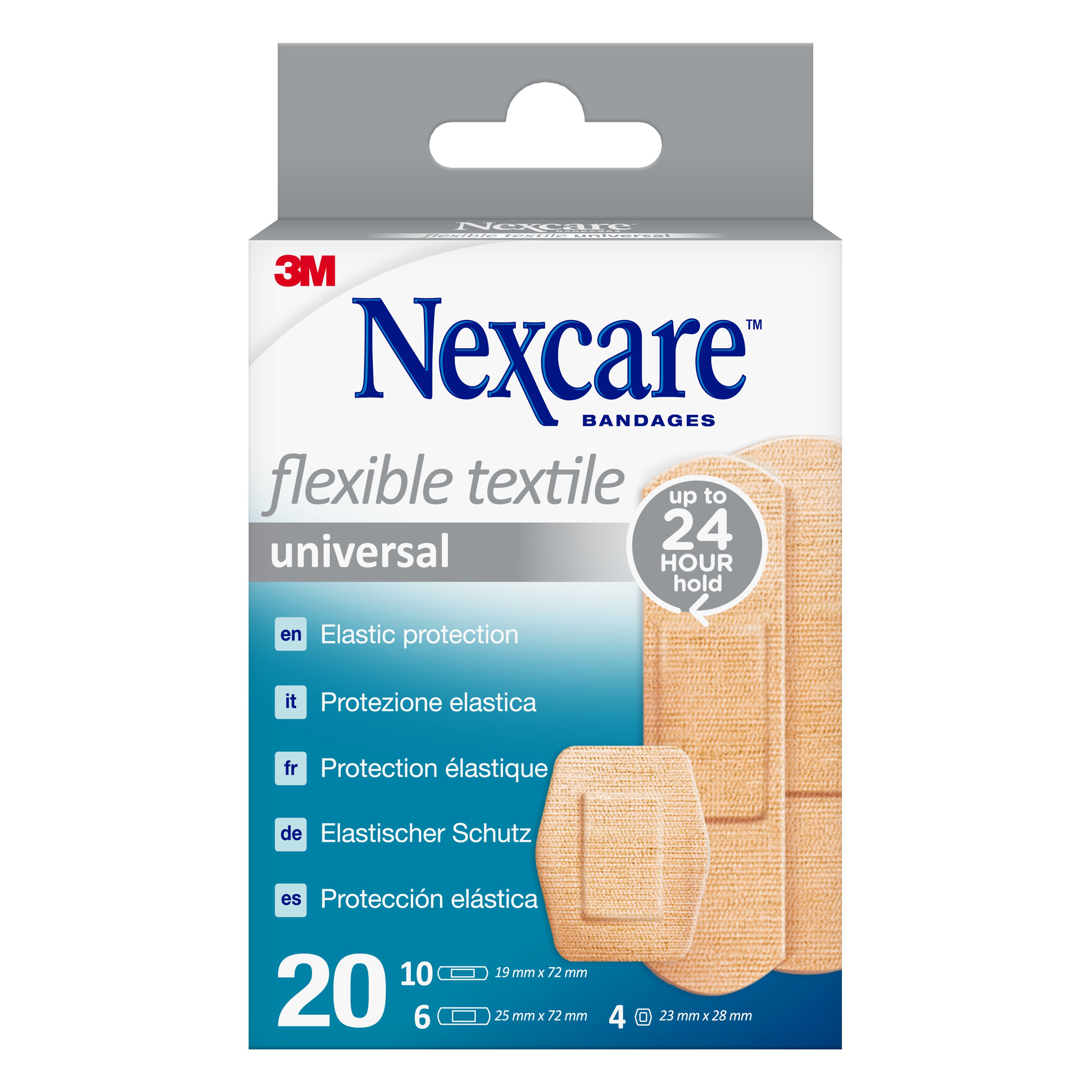 Nexcare™ Flexible Textile Universal Pflaster, assortiert, 20/Packung