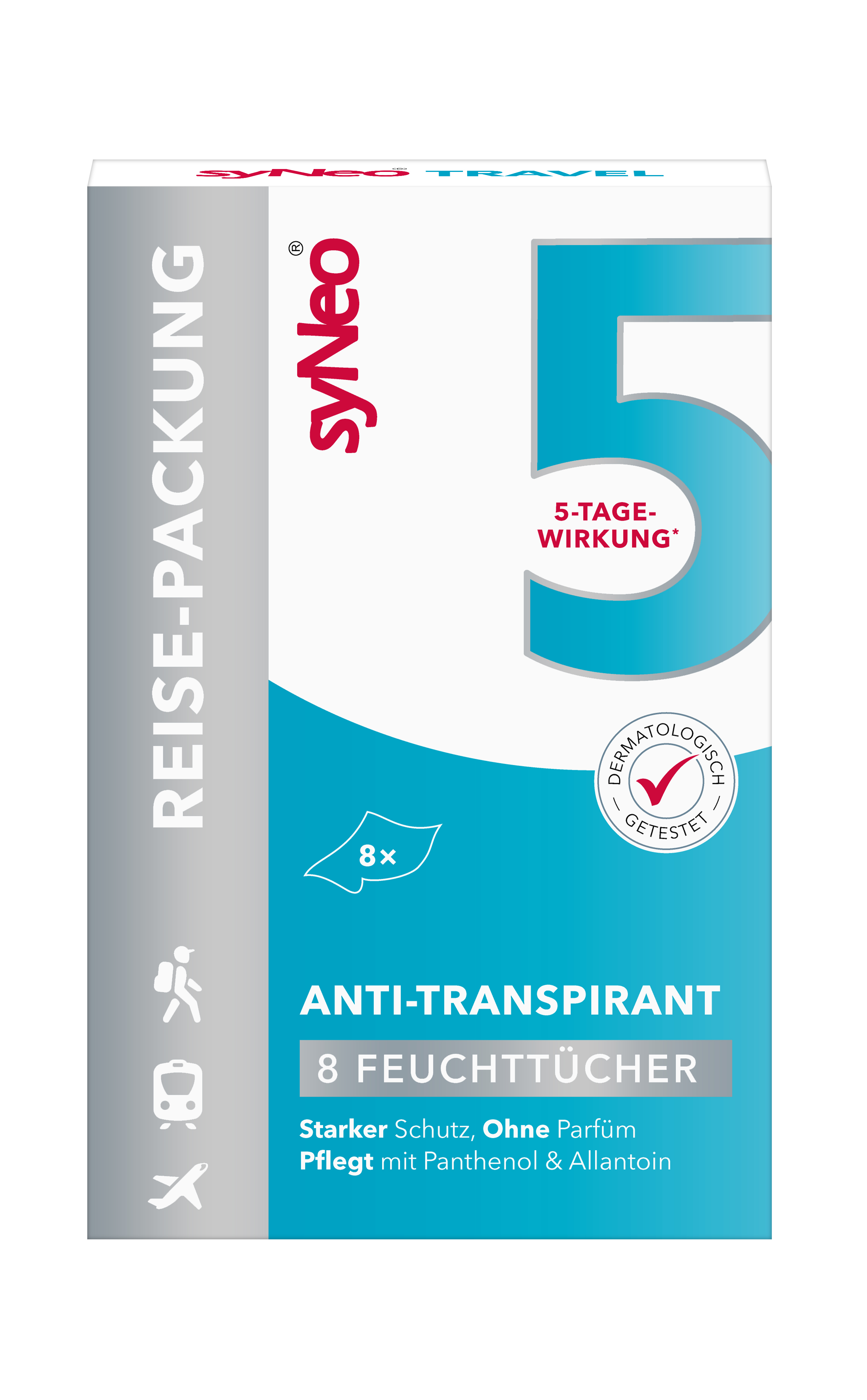 syNeo 5 Deo-Antitranspirant Reise-Packung Tücher 8 x 2,5 ml
