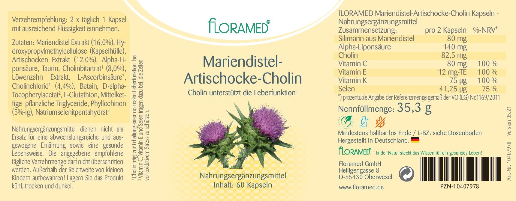 Floramed Mariendistel-Artischocke-Cholin