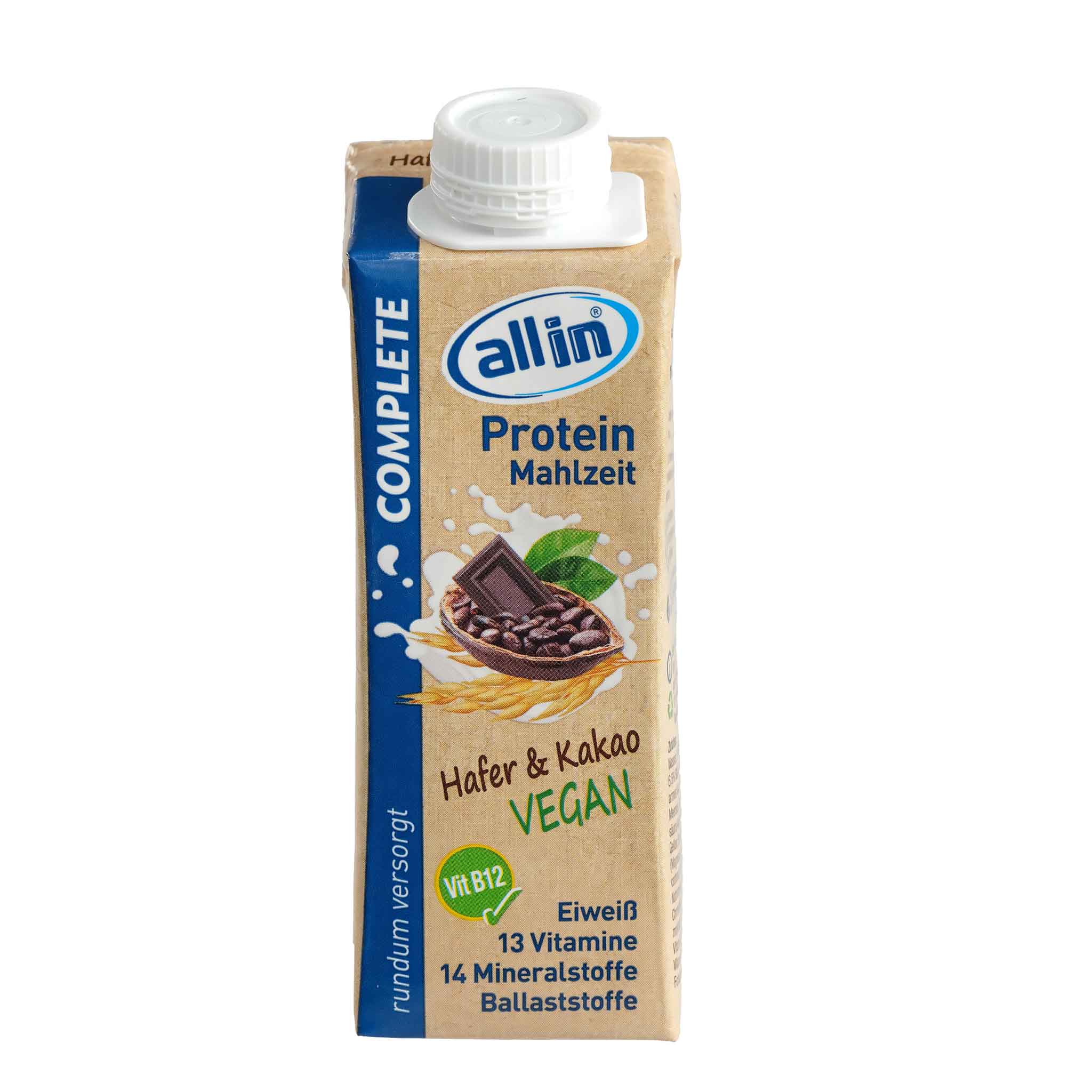 all in® COMPLETE VEGAN Protein Mahlzeit Hafer & Kakao (14 x 250ml)