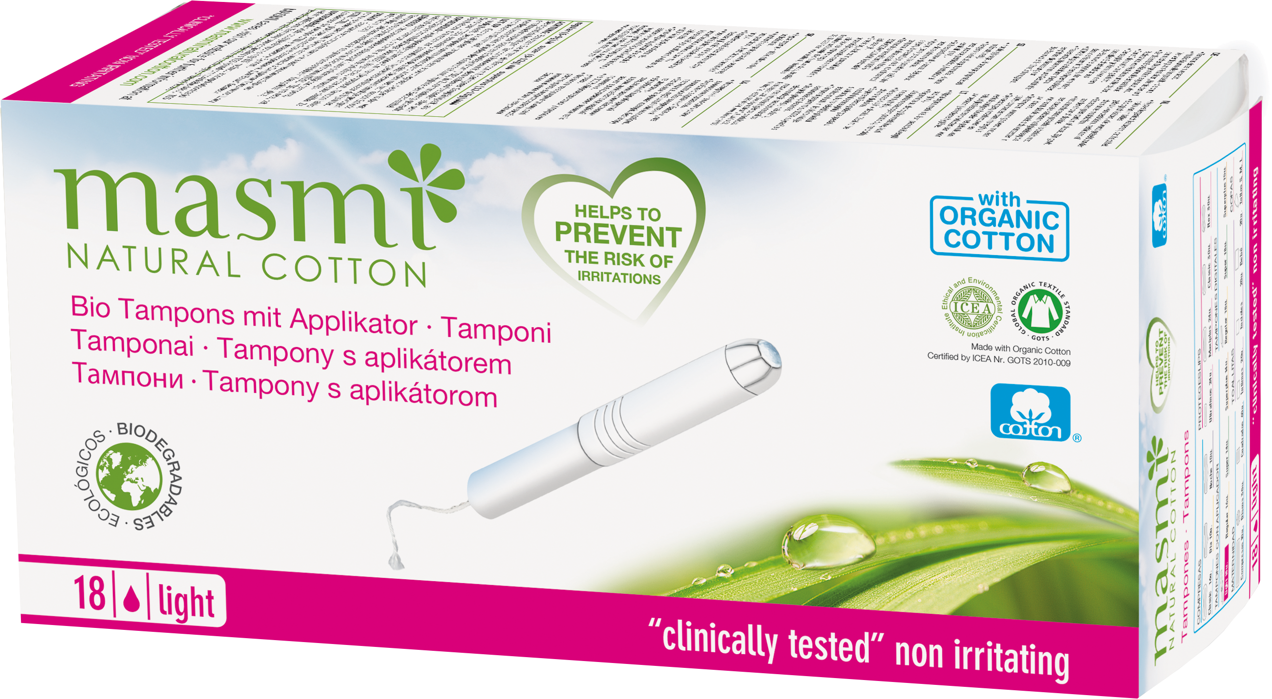 Masmi Organic Care - Bio Tampons Light / Mini mit Applikator