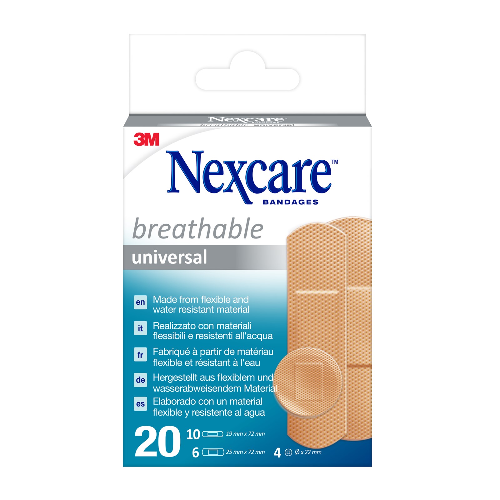Nexcare™ Breathable Universal Pflaster, assortiert, 20/Packung