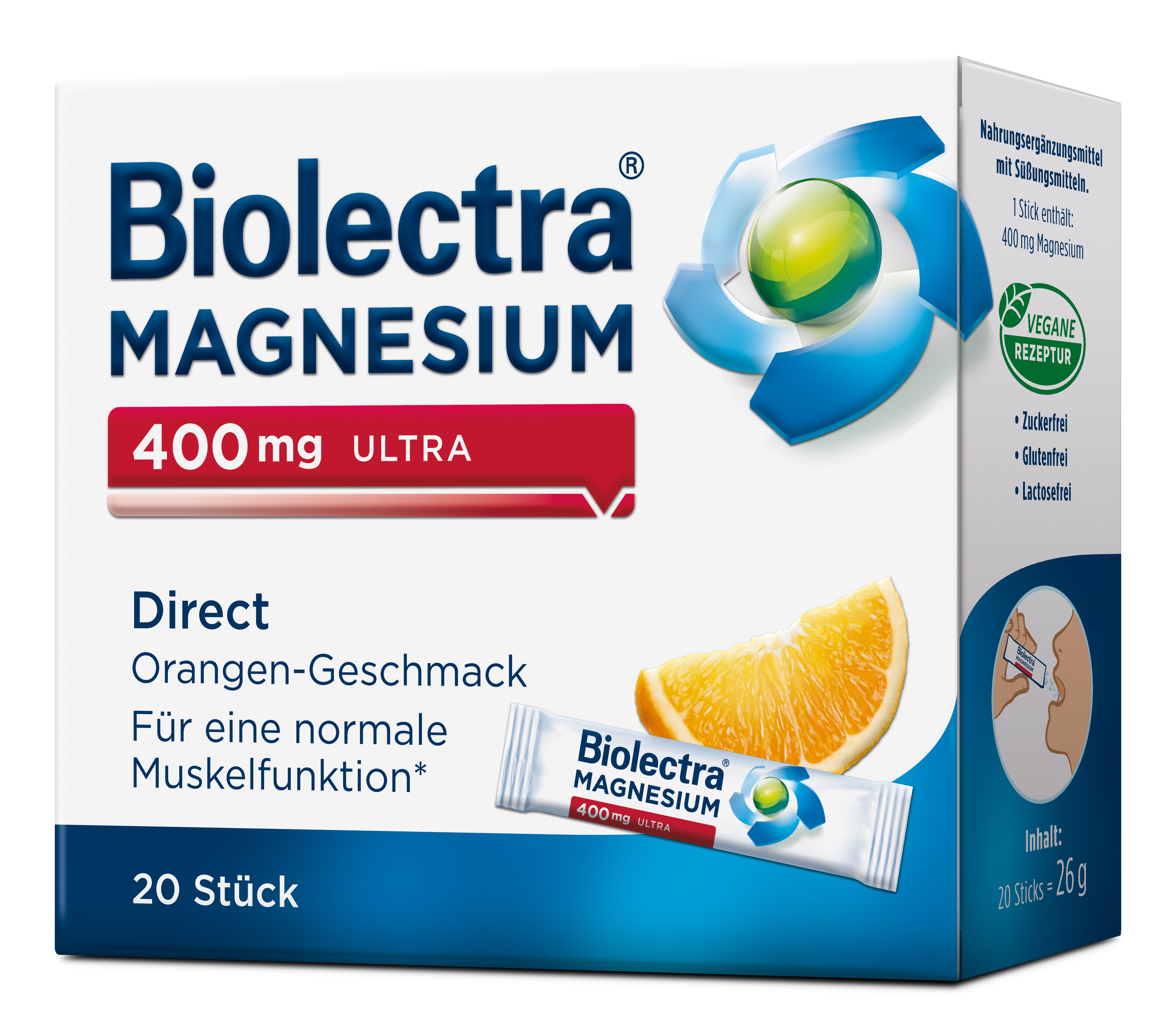Biolectra® MAGNESIUM 400 mg Ultra Direct Orange Sticks 20 Stück