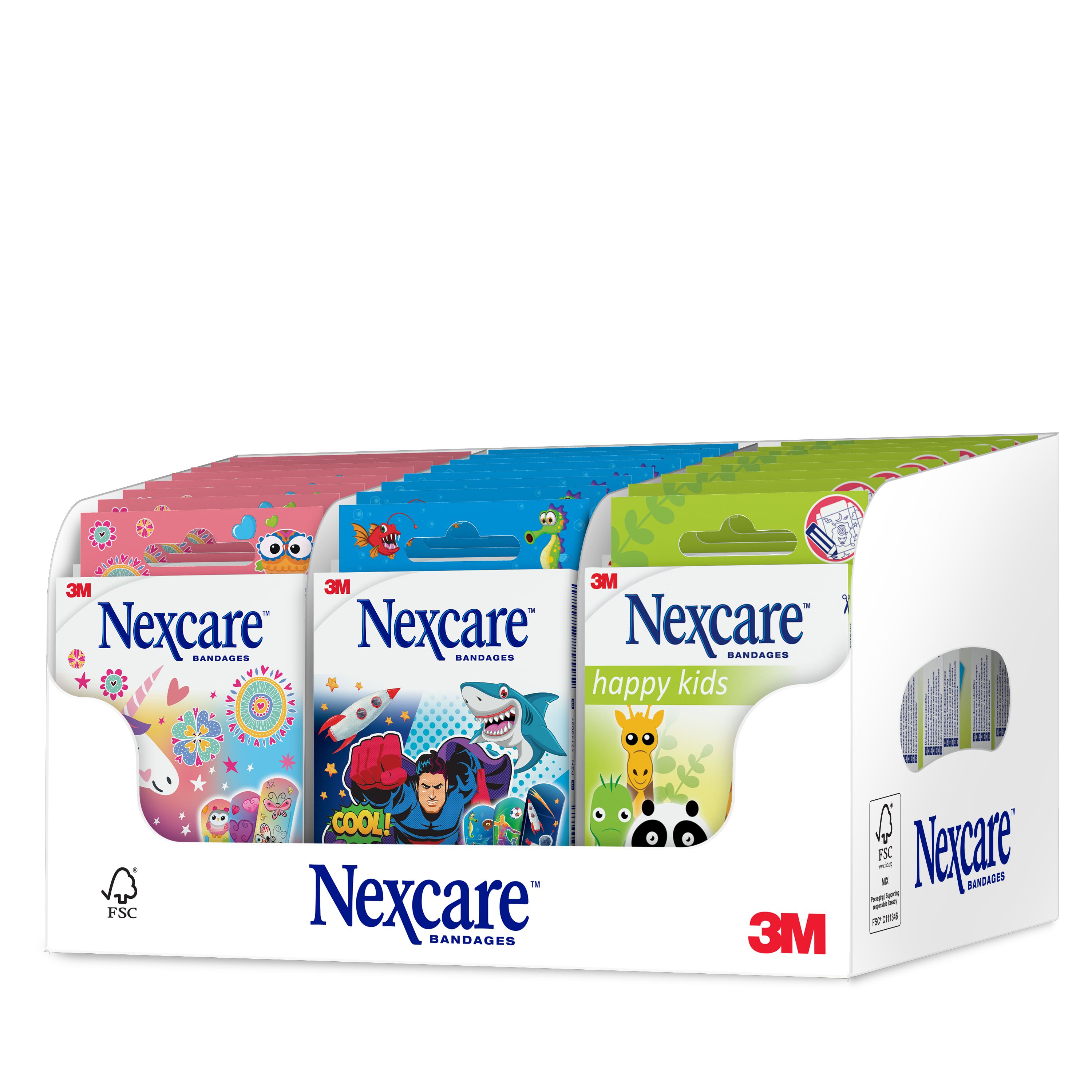 Nexcare™ Kinderpflaster Happy Kids Mixed Display (8x Magic, 8x Cool, 8x  Animals)