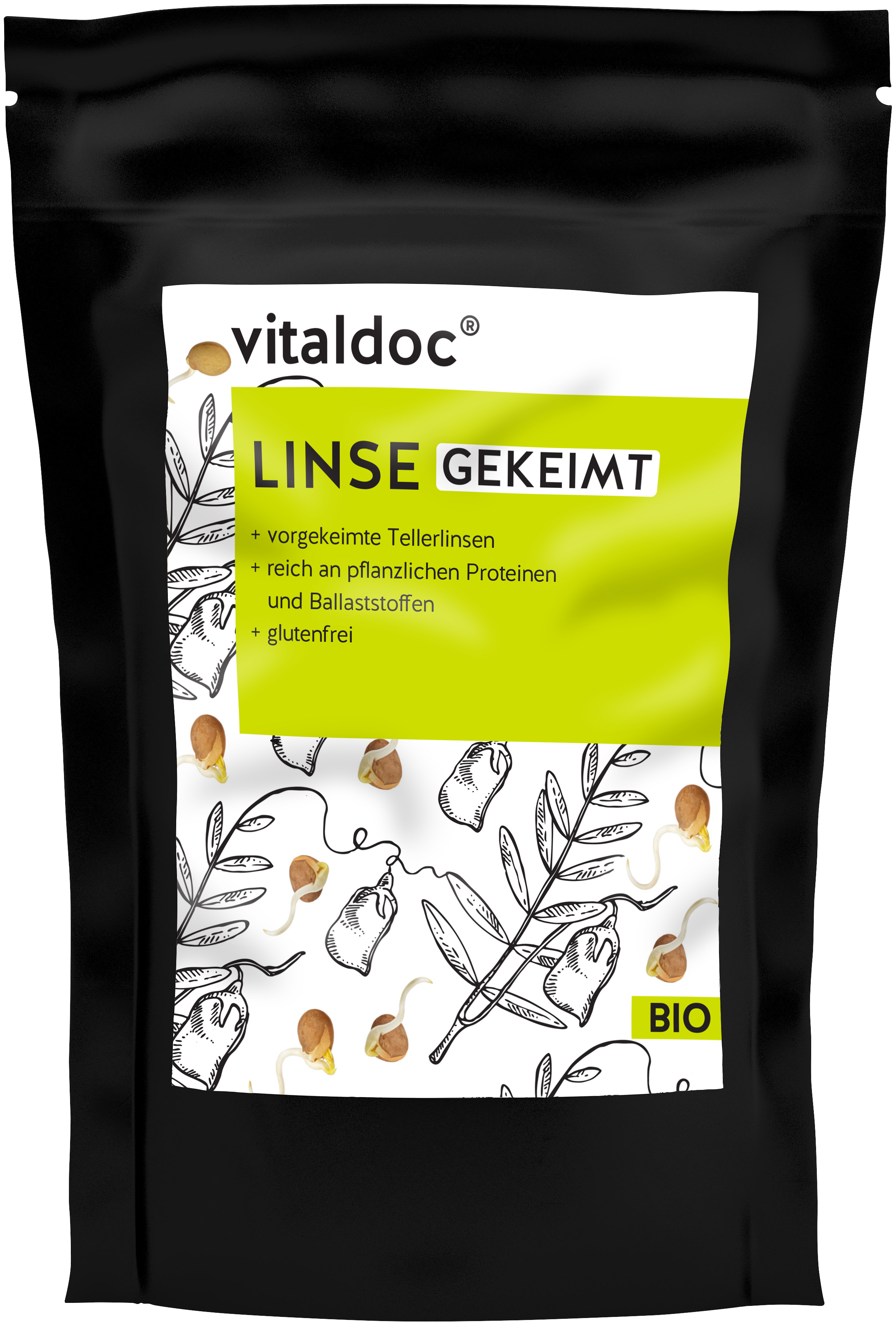 vitaldoc® BIO Linse ganz, gekeimt (500 g)