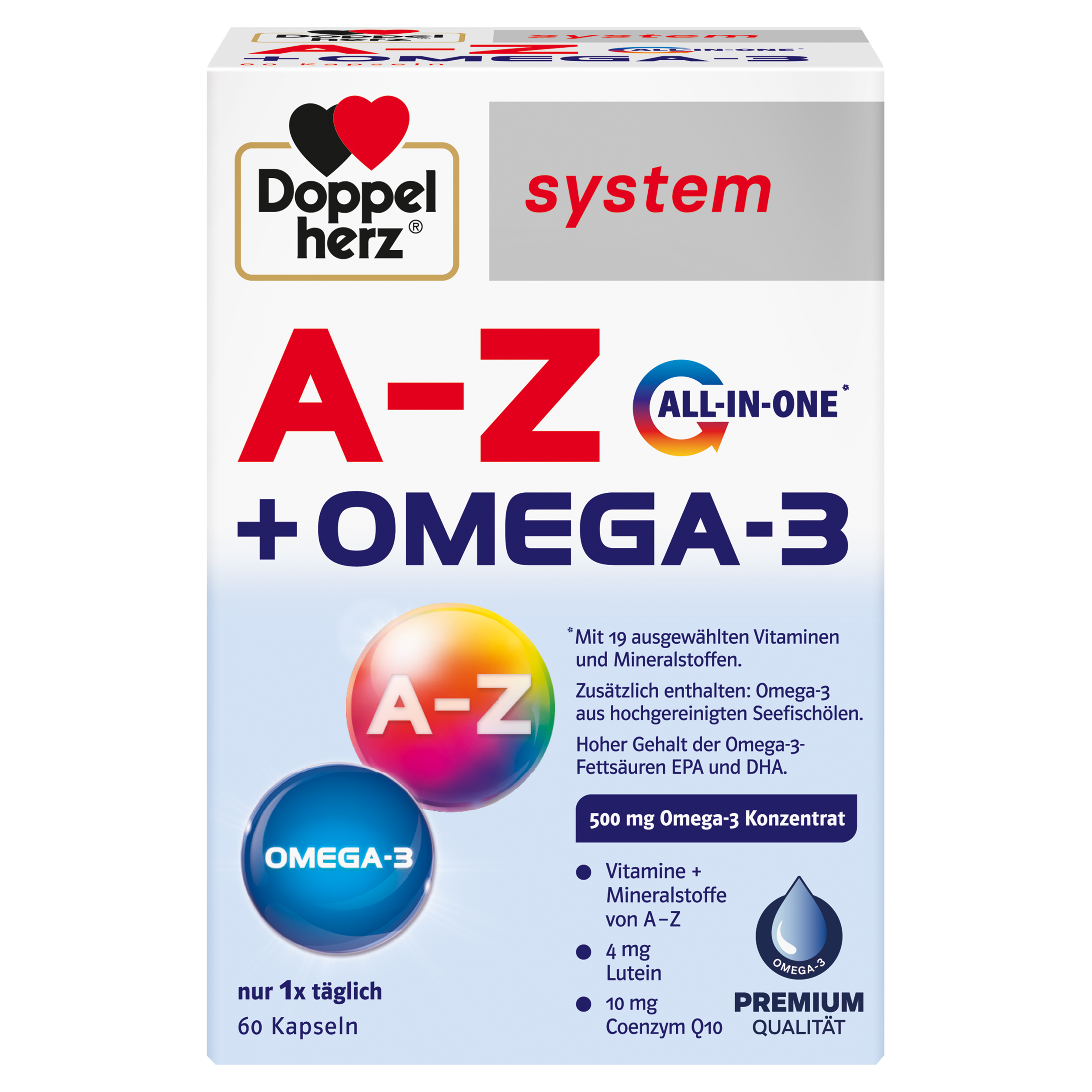 Doppelherz system A-Z + OMEGA-3 mit 19 ausgewählten Vitaminen und Mineralstoffen