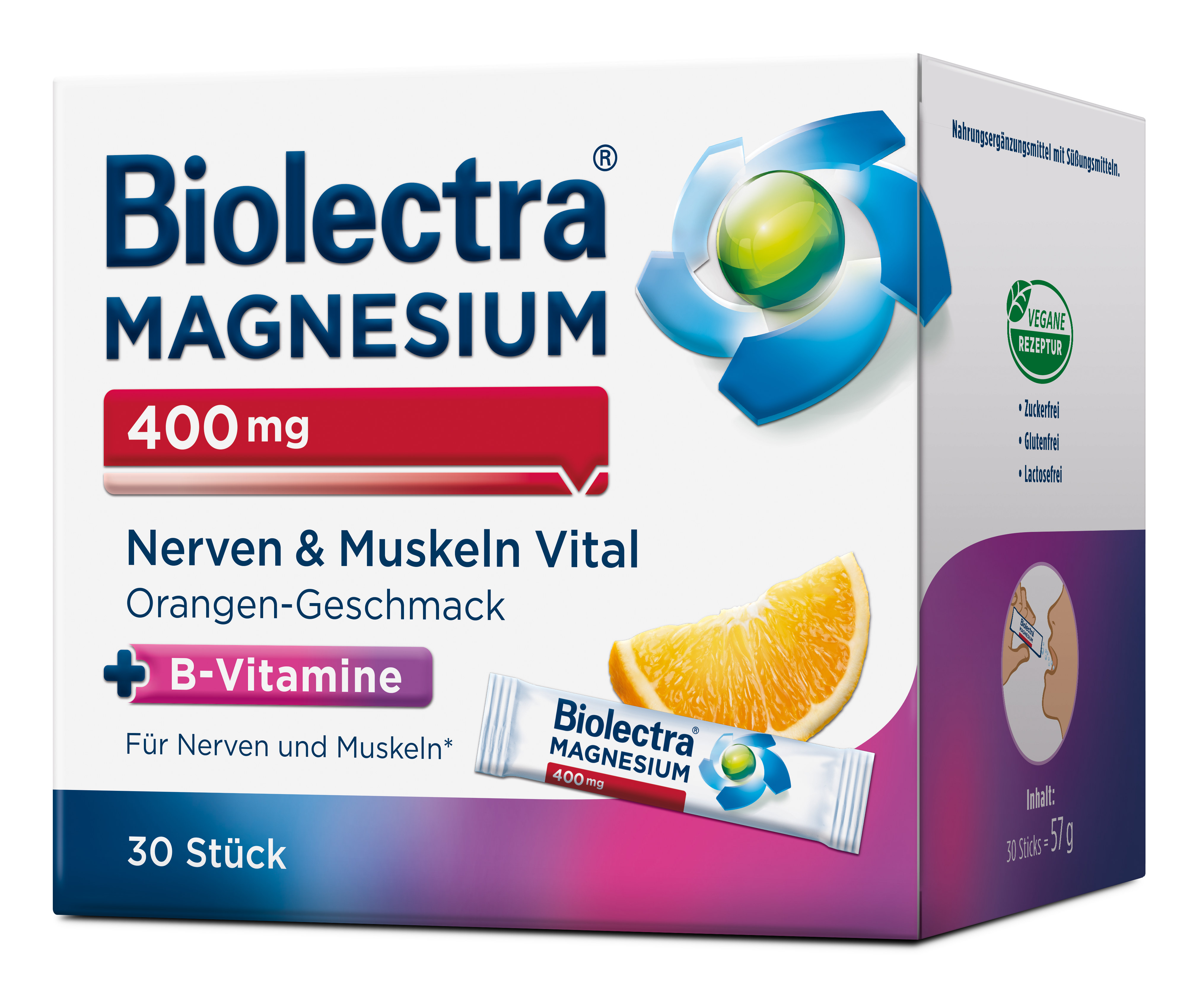 Biolectra® Magnesium 400 mg Nerven & Muskeln Vital Direct Sticks 30 Stück