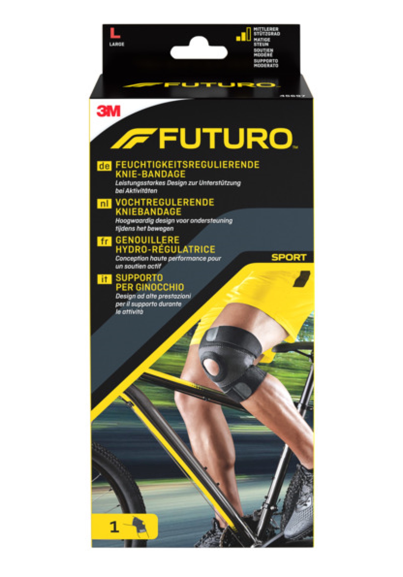 FUTURO™ Feuchtigkeitsregulierende Knie-Bandage 45697, L SPORT (43.2 - 48.3 cm)