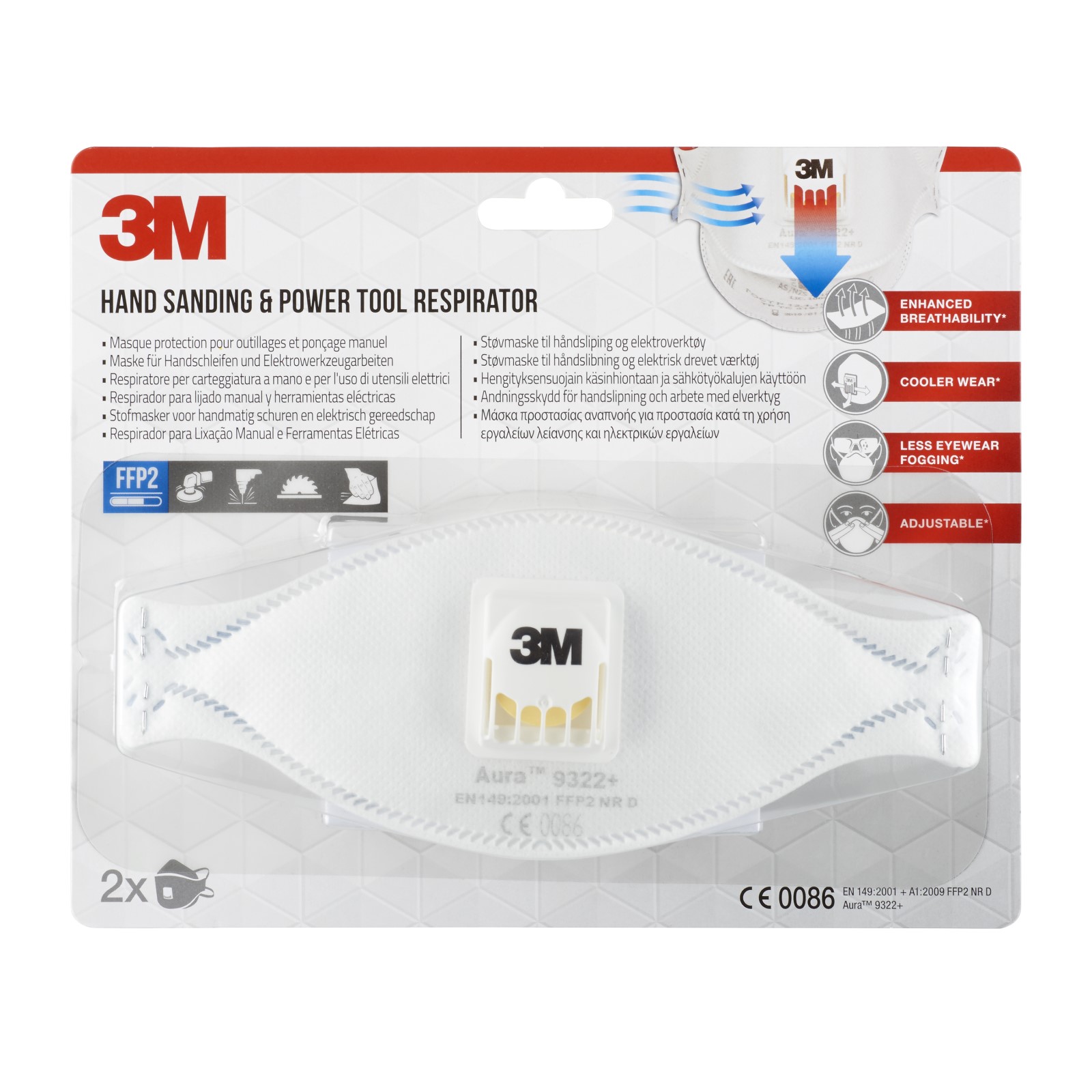 3M™ Maske für Hand- und Maschinenschleifen 8822, FFP2, mit Ventil, 3 pro Packung