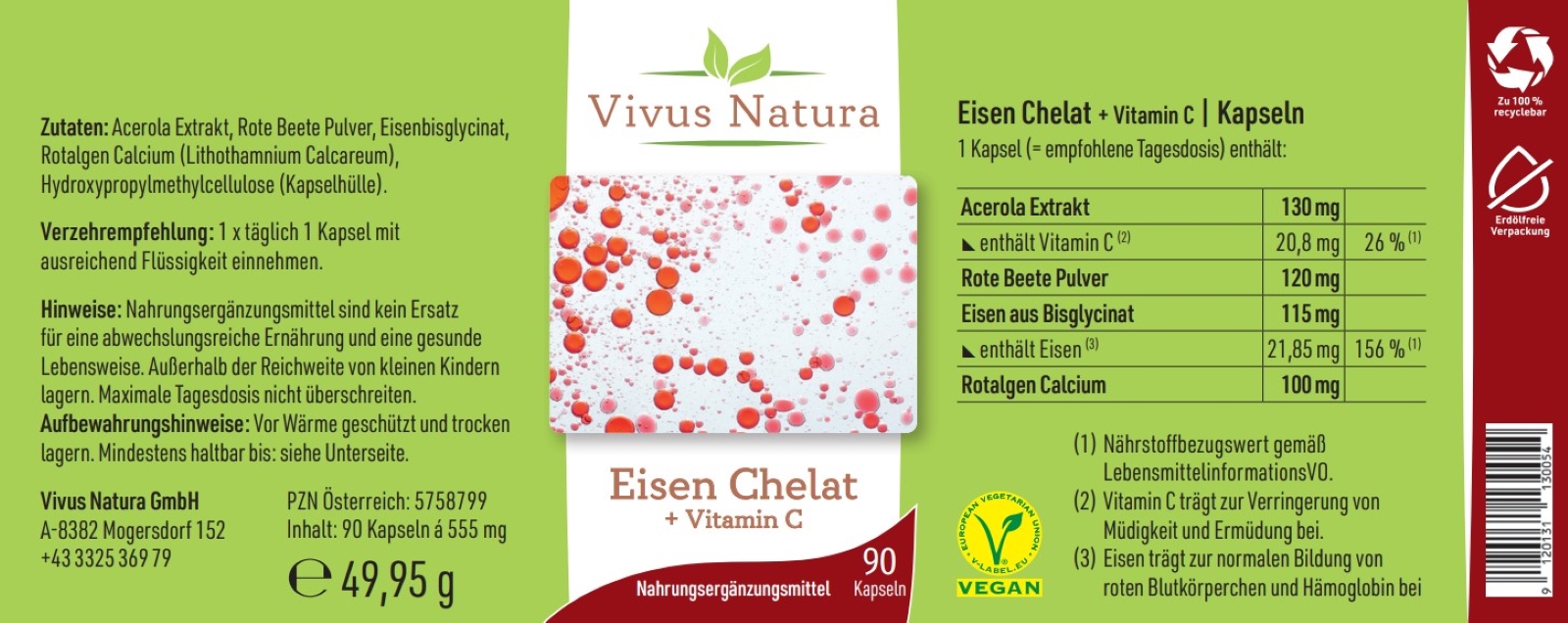 Eisen Chelat + Vitamin C Kapseln