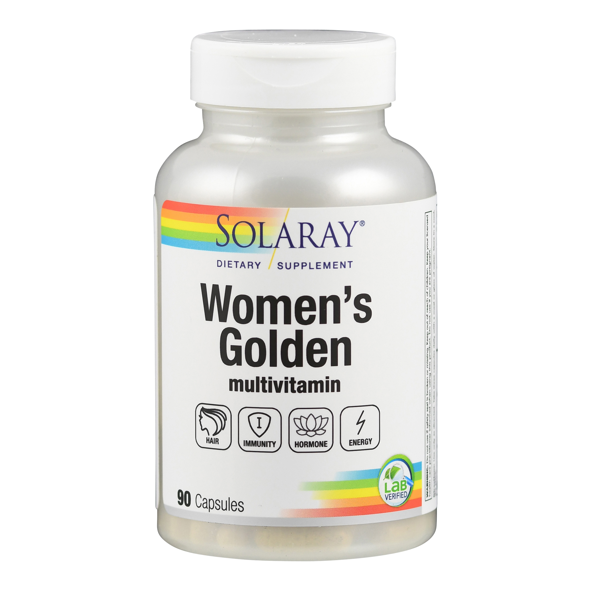 Flasche mit Solaray Women's Golden Multivitamin, 90 Kapseln.