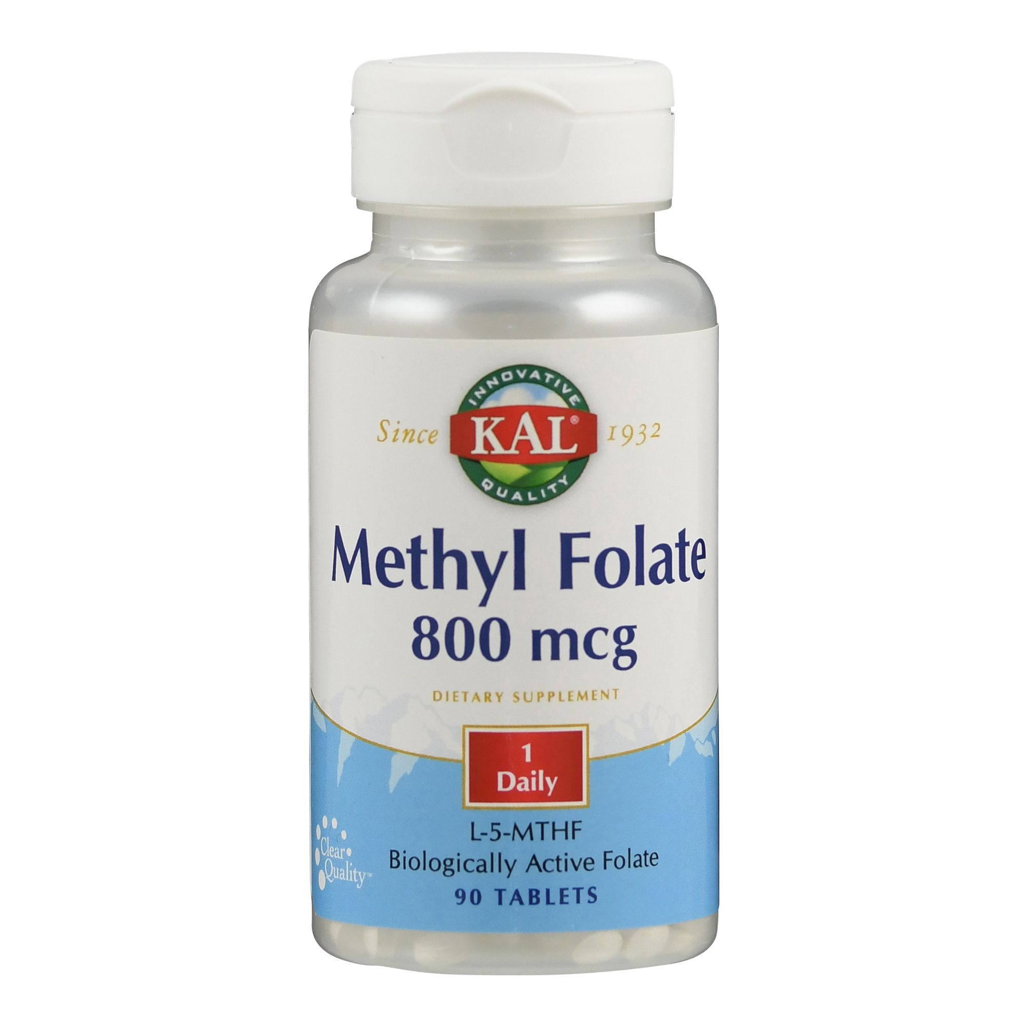Flasche mit Methyl Folat, 800 mcg, 90 Tabletten, Nahrungsergänzungsmittel.