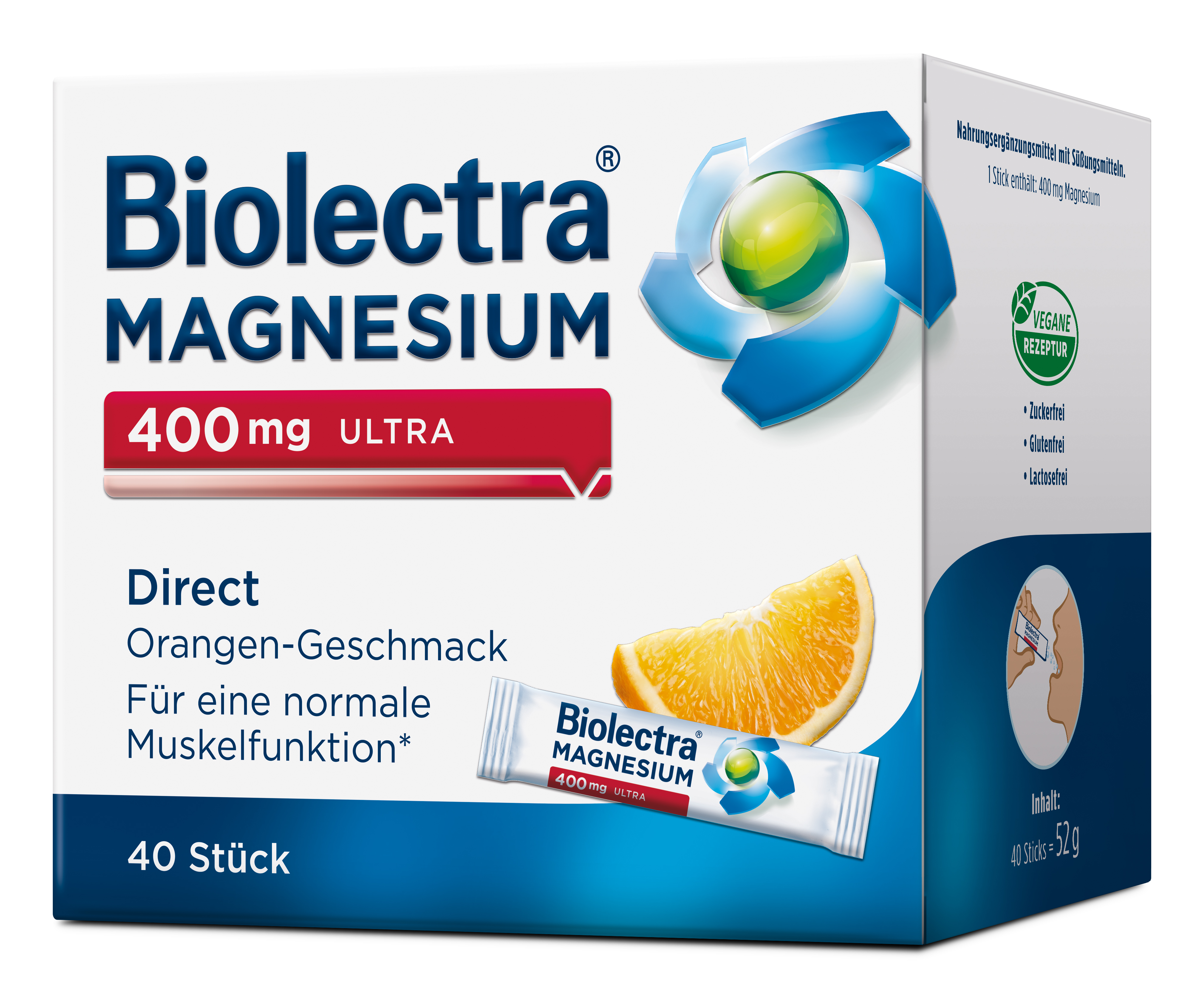 Biolectra® Magnesium 400 mg Ultra Direct Orange Sticks 40 Stück