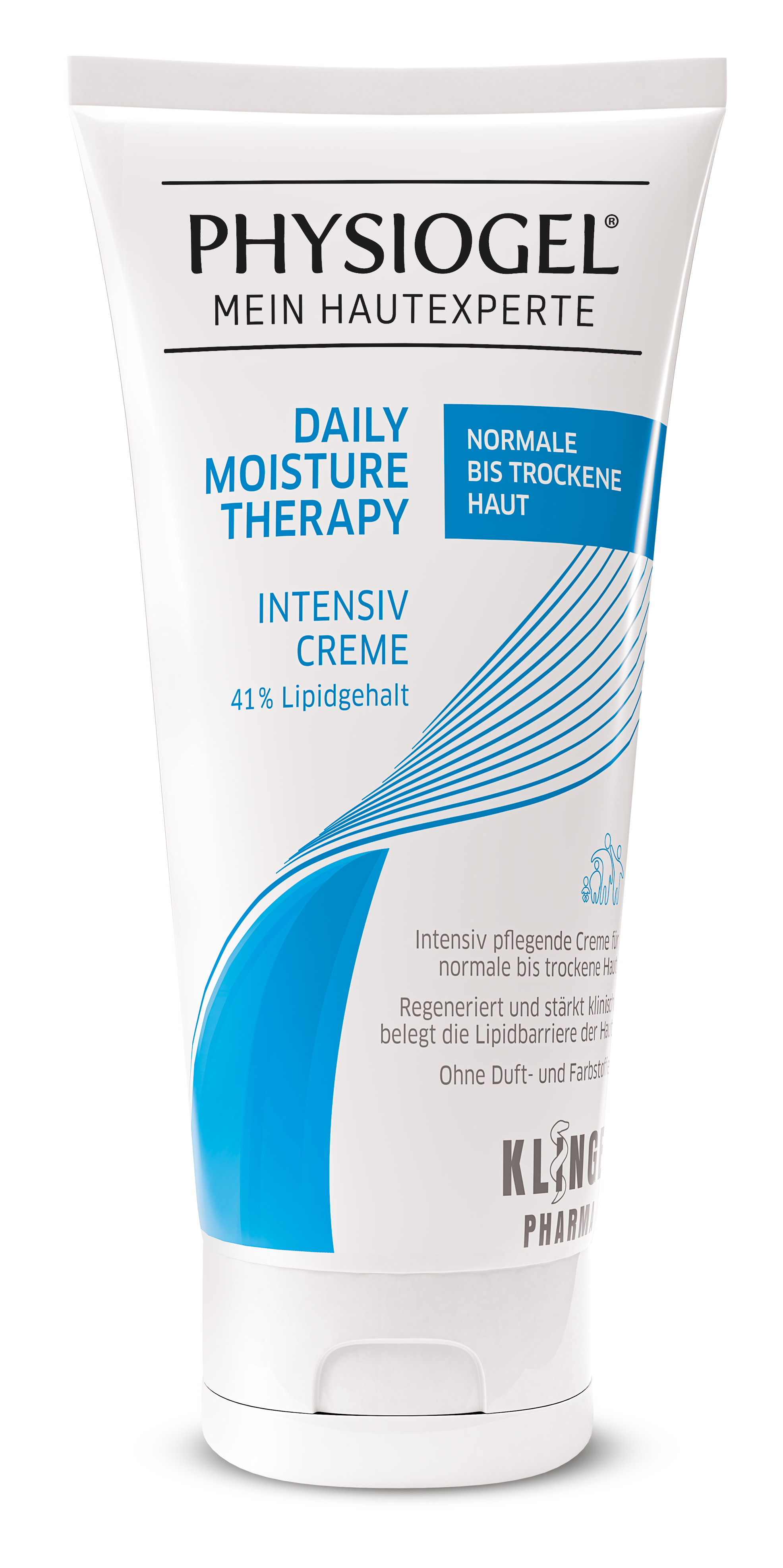 Tube Physiogel Daily Moisture Therapy Intensivcreme für normale bis trockene Haut, 41% Lipidgehalt.