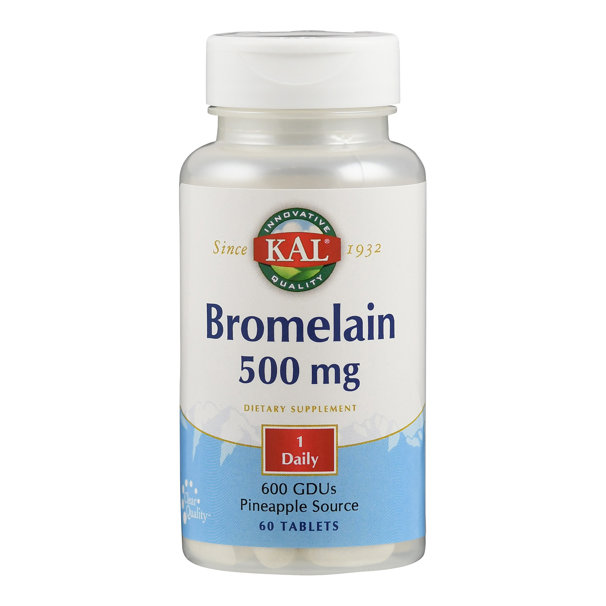 Flasche mit Bromelain 500 mg Nahrungsergänzungsmittel, 60 Tabletten.