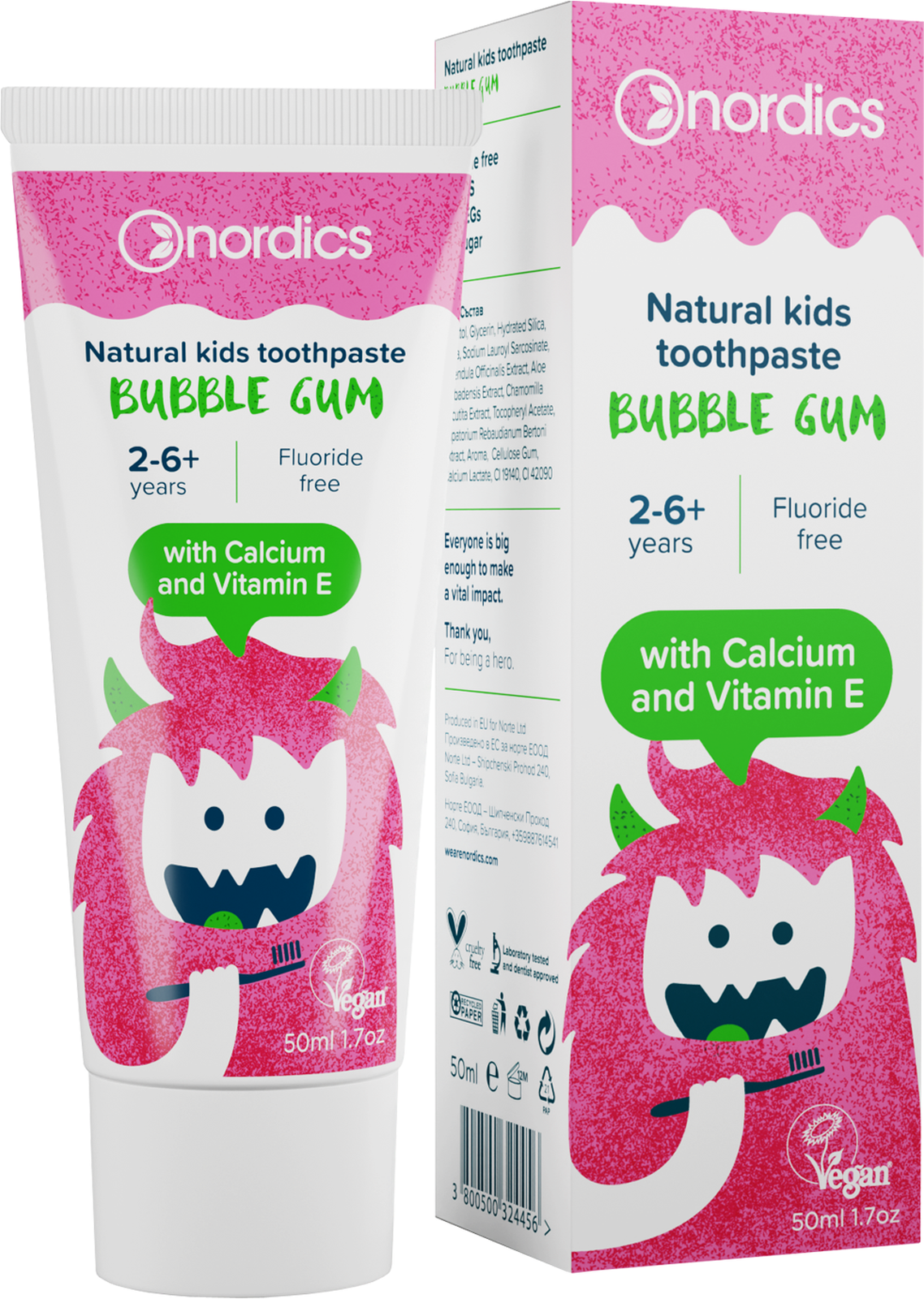 Nordics Zahnpasta Kids Bubble Gum ohne Fluor