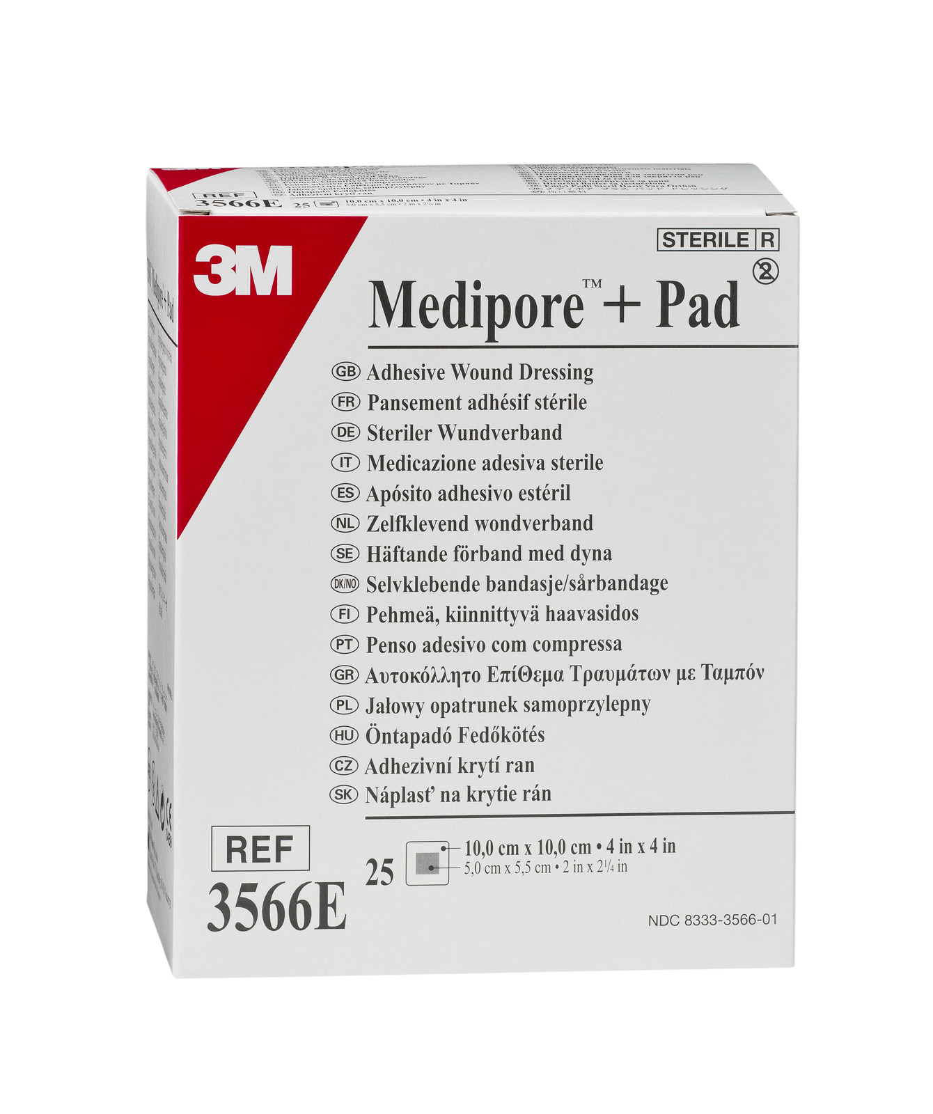 3M™ Medipore™ + Pad Steriler Wundverband mit Wundauflage, 3566E, 10 cm x 10 cm, 25 Stück/Packung
