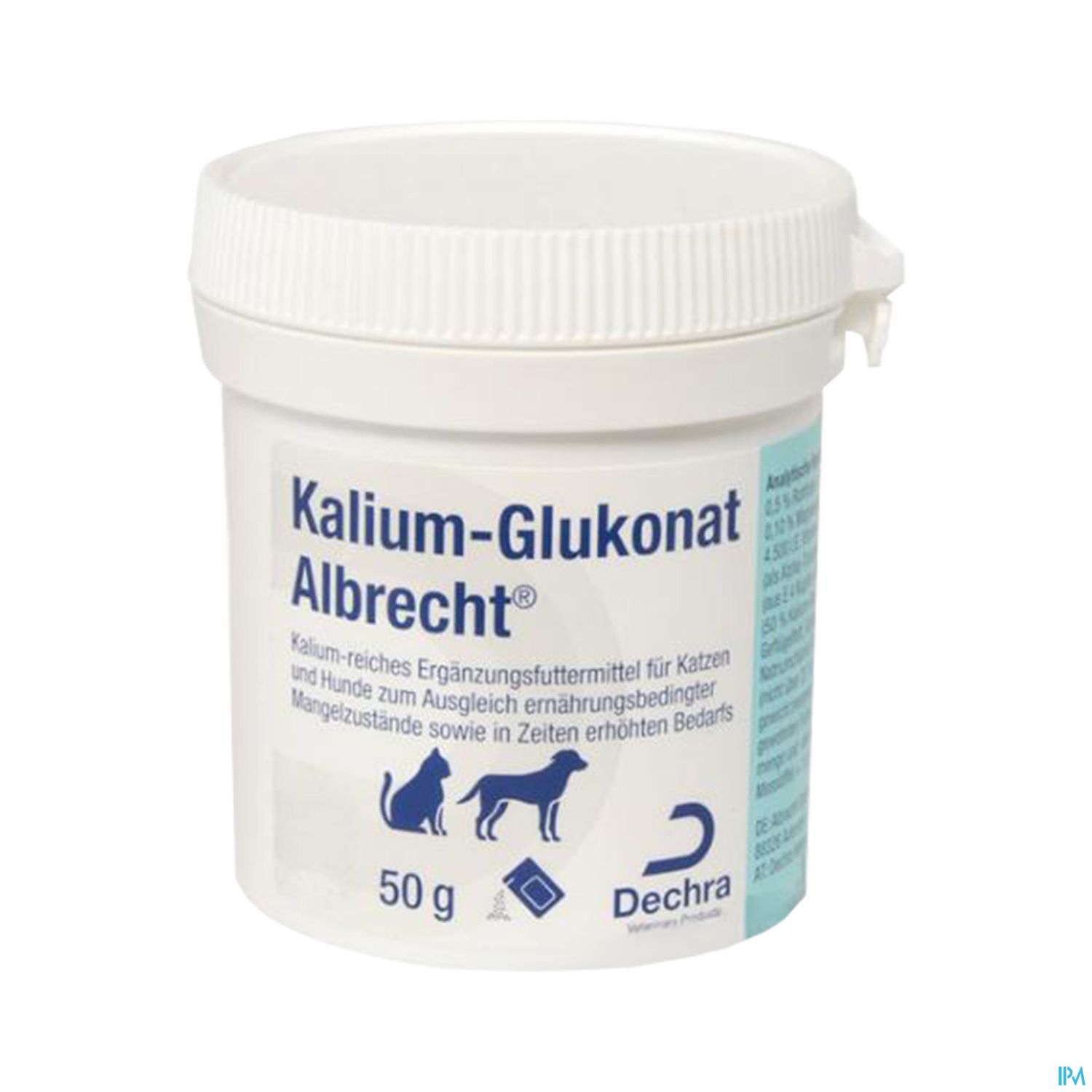 Behälter mit Kalium-Glukonat Albrecht für Katzen und Hunde, 50 g.