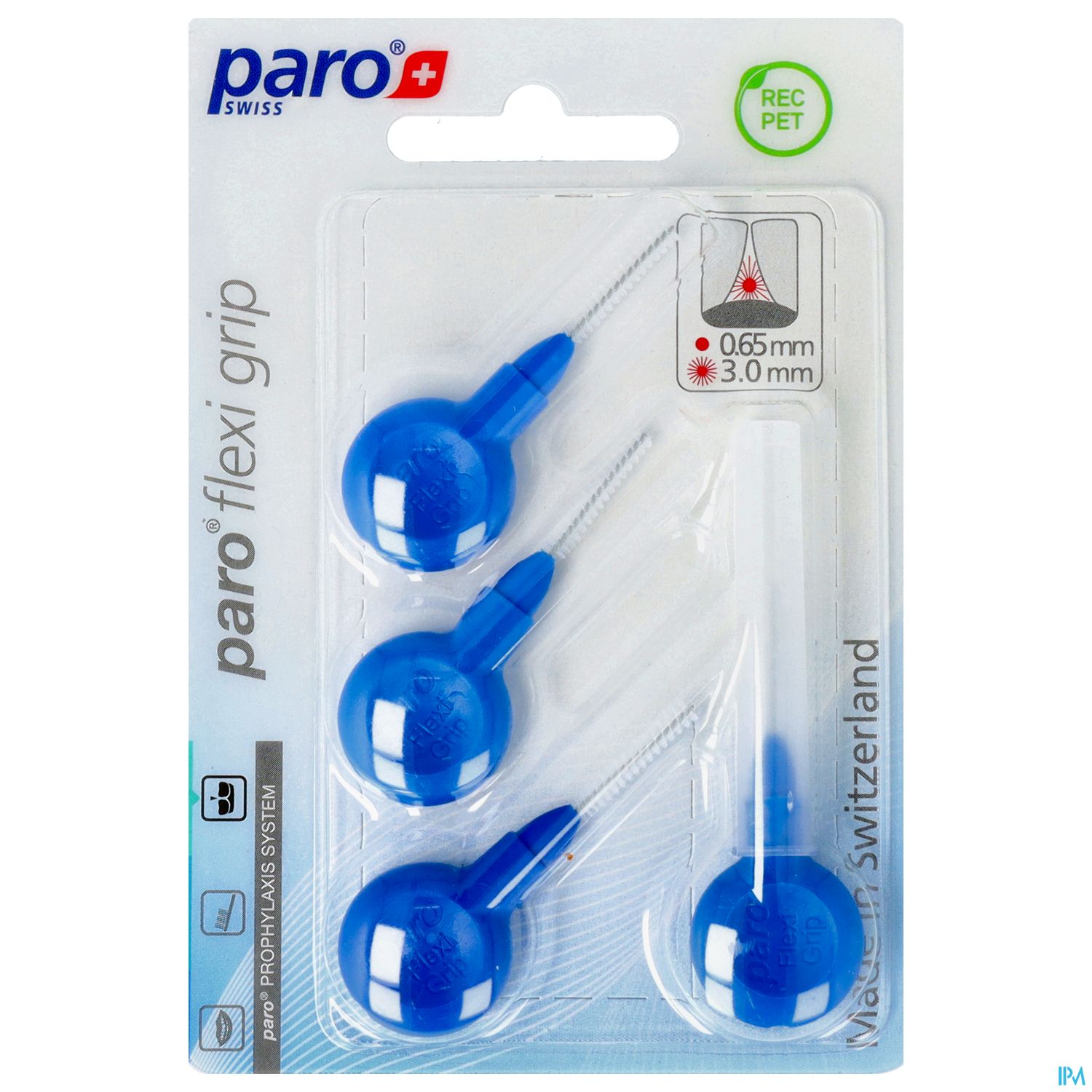 Zahnbuersten Paro Flexigrip 3,0mm Blau 4st