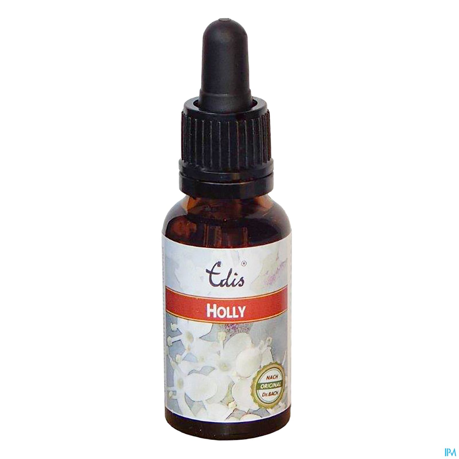 Braunflasche mit Pipette und Etikett „Edis Holly“.