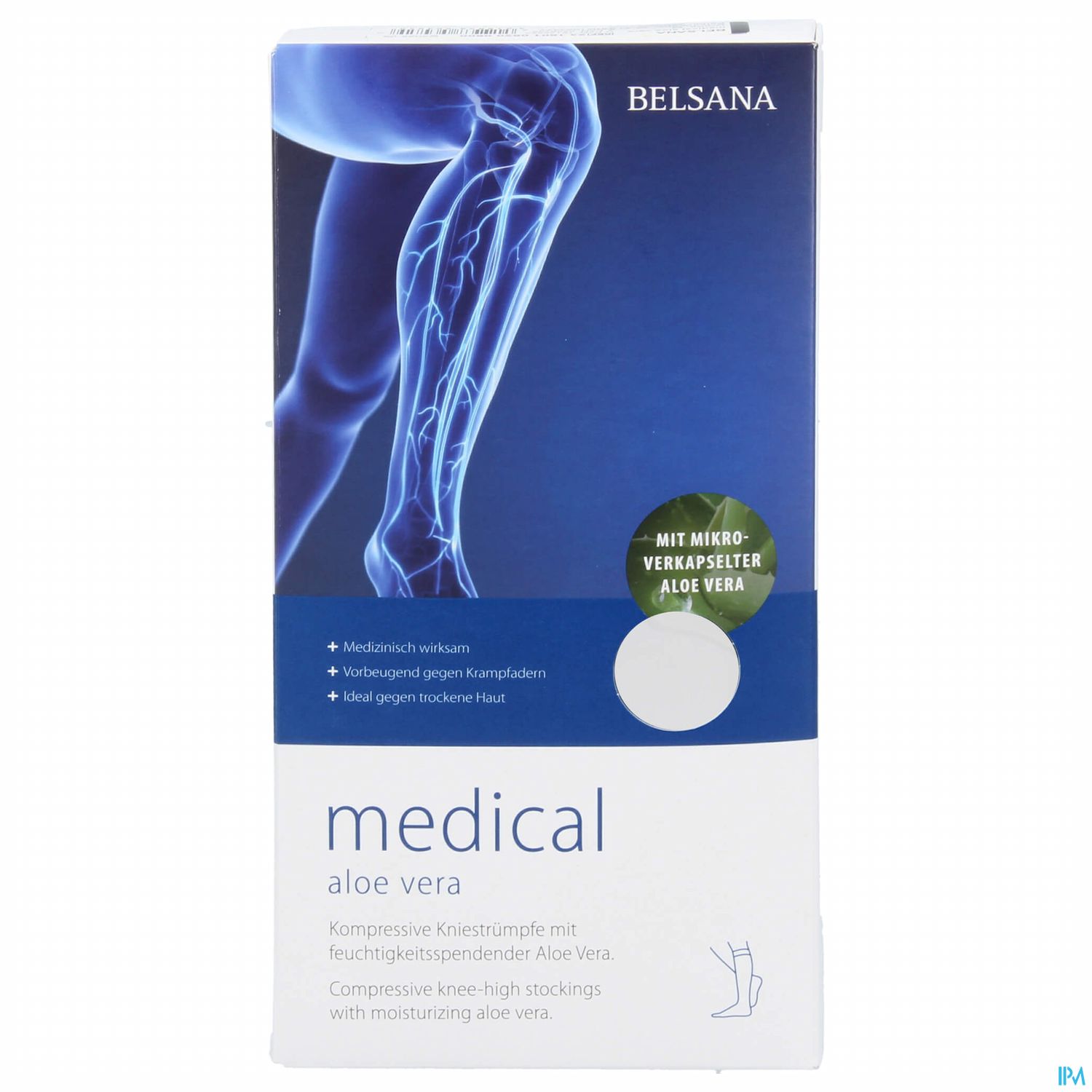 Stuetzstruempfe Belsana/medical/aloe Vera Ad Knie Gr L3 42-44 Weiss 2st