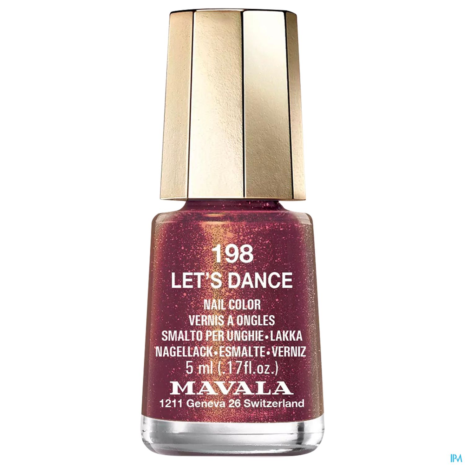 Nagellackflasche mit der Aufschrift "LET'S DANCE" und der Farbe 198 von Mavala, 5 ml.