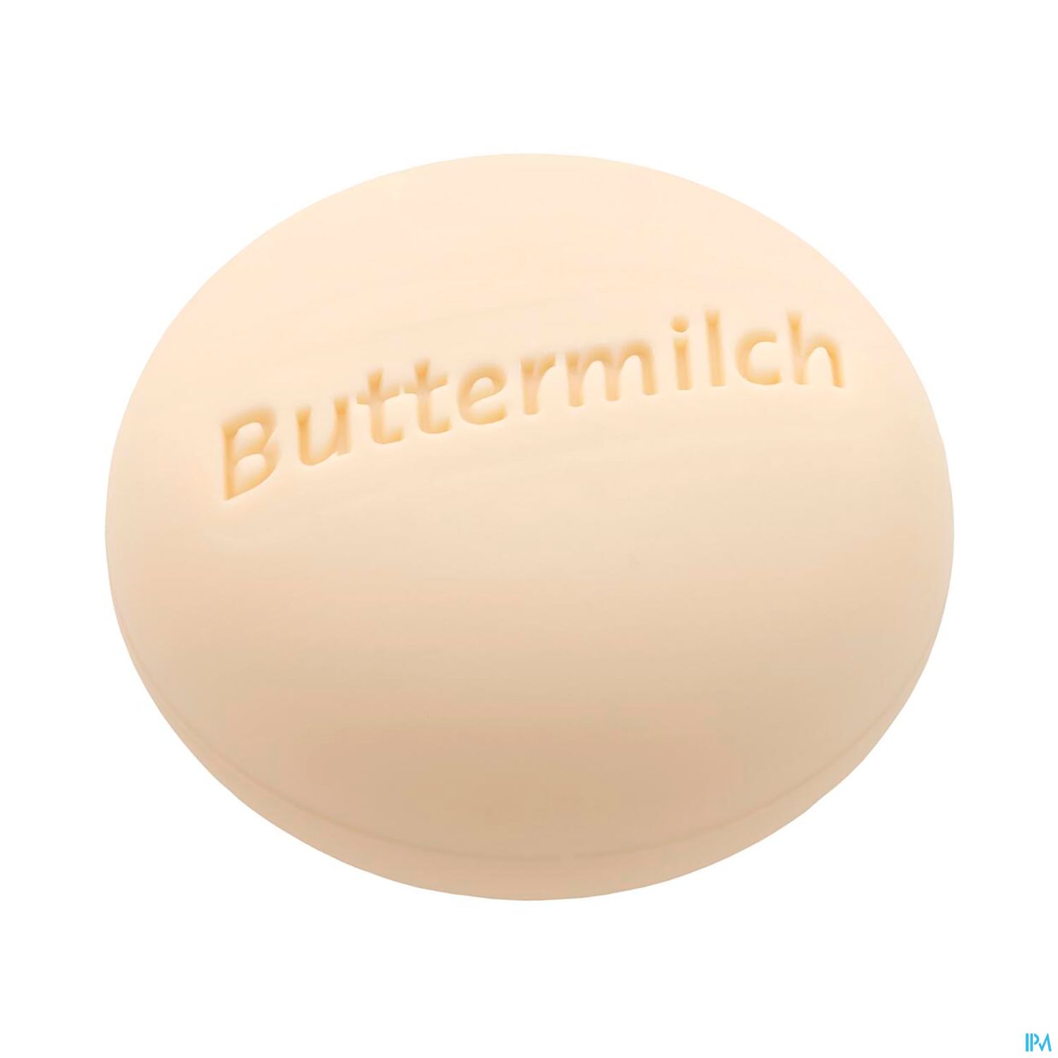 Runde Seife mit der Prägung "Buttermilch".