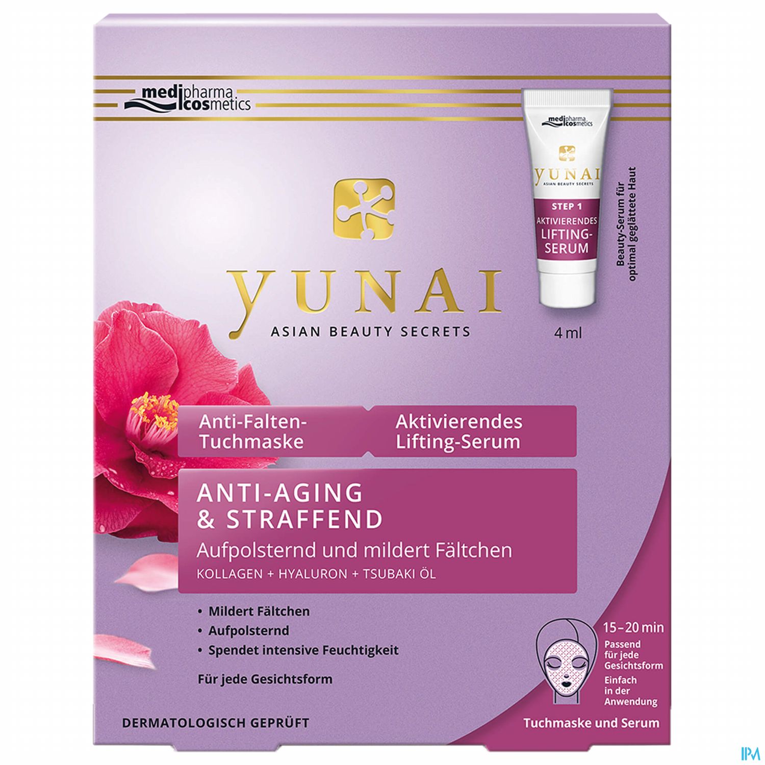 Yunai Set Anti Falten Tuchmaske Und Akt.lifting Serum 1pk