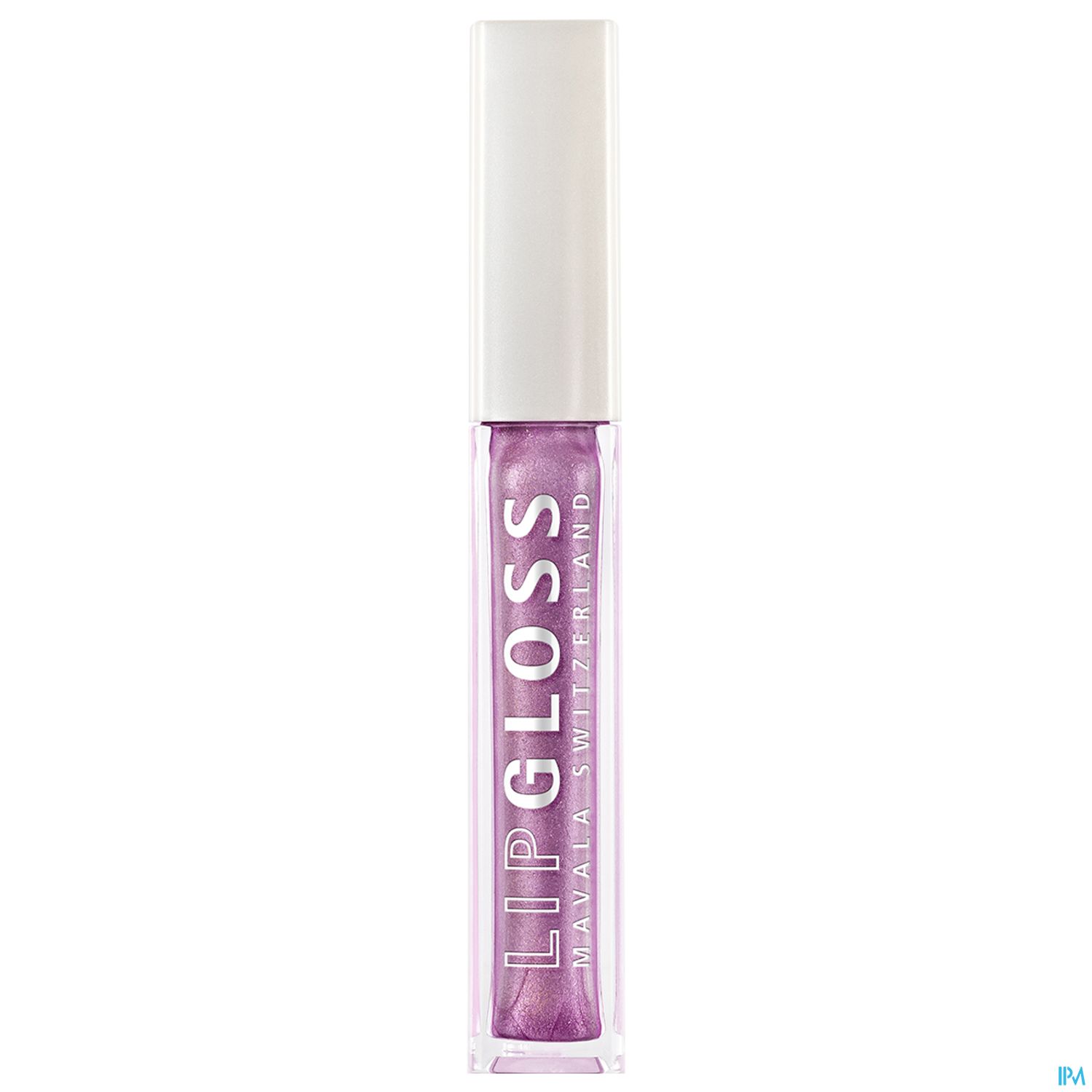 Ein durchsichtiger Lipgloss in einem transparenten Flakon mit lila Farbton und weißem Deckel.