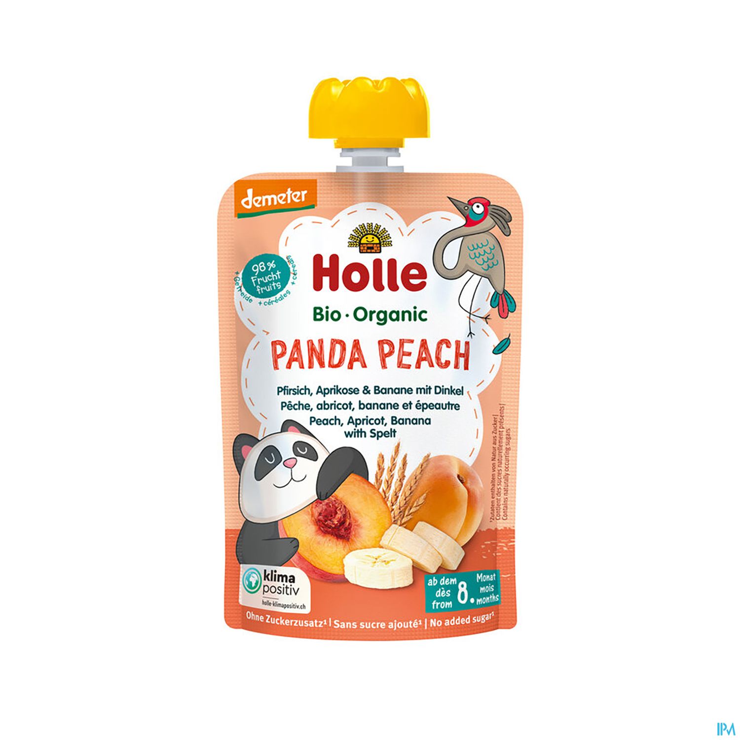 Holle Demeter Bio Fruechtepueree Ab 1 Jahr Panda Peach Pfirsich Aprikose/banane+dinkel 100g