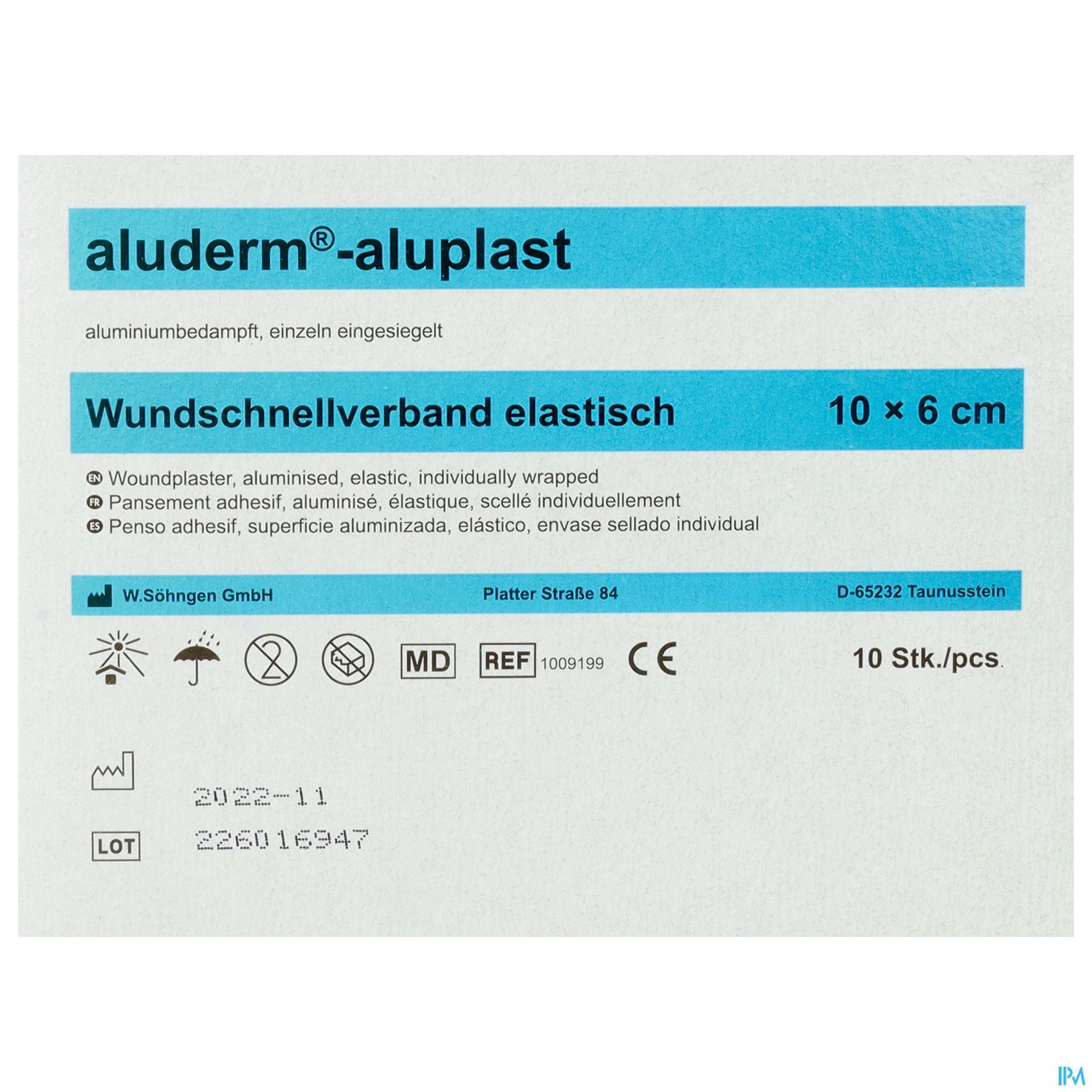 Aluderm/aluplast Wundverbandpflaster Elastisch 10x 6cm 10st