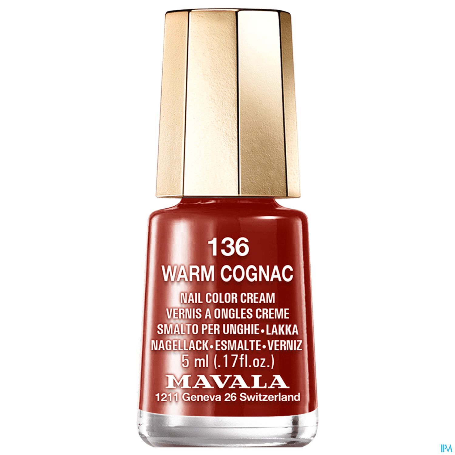 Nagellackflasche Mavala in der Farbe "Warm Cognac" mit 5 ml Inhalt.