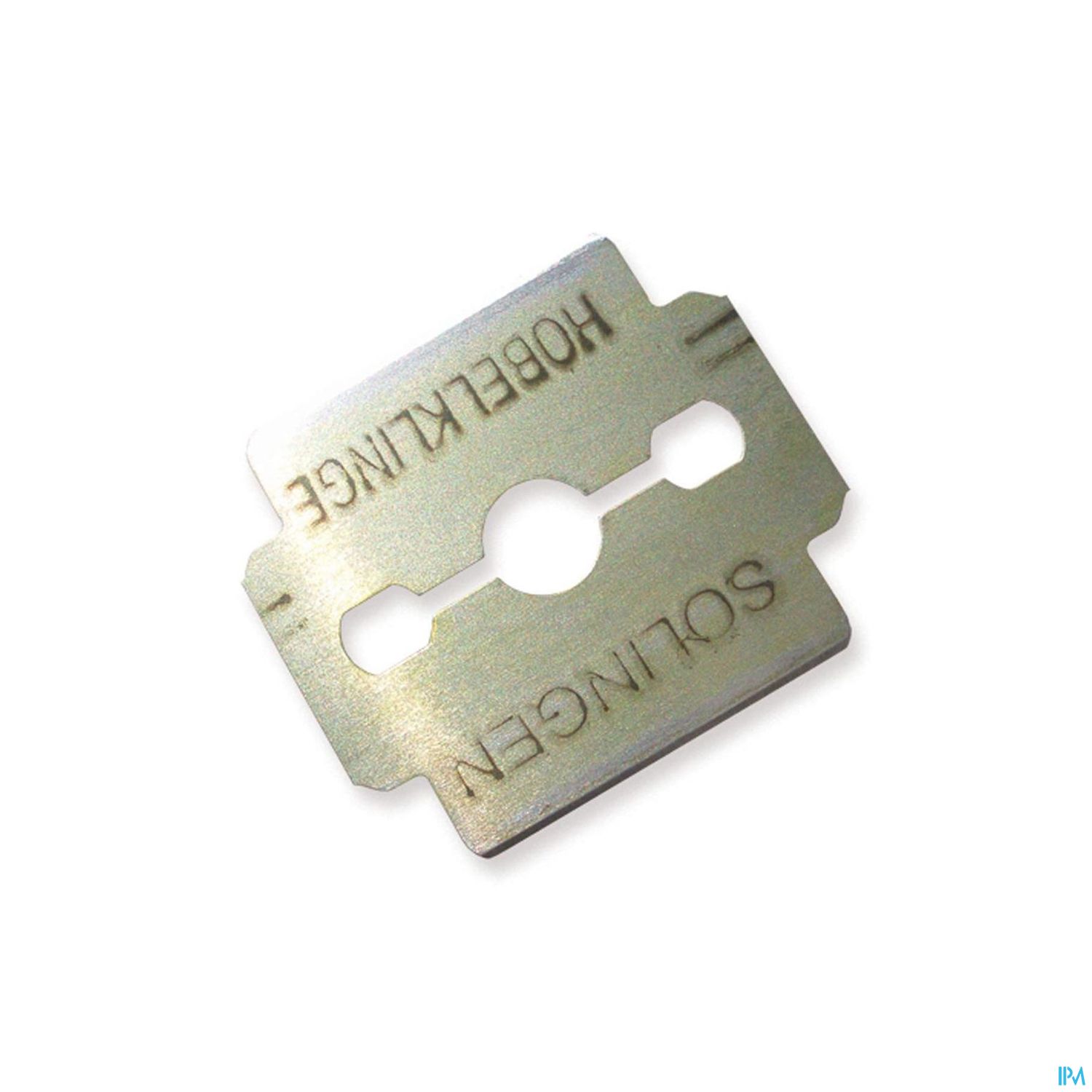 Metallene Klinge mit Aufschrift "HOBELKLINGE" und zwei Löchern in der Mitte.