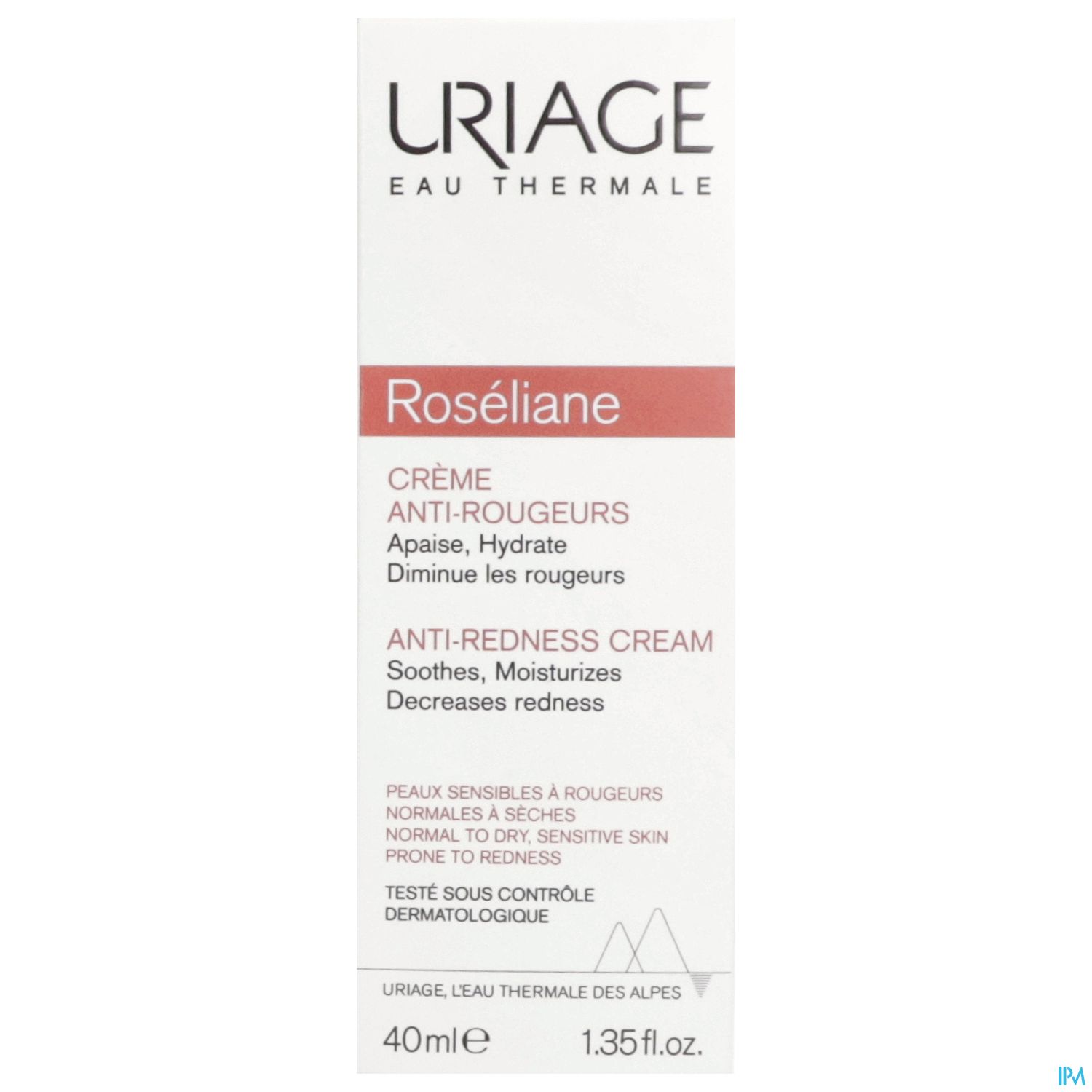 Produktbild von Uriage Roséliane, einer Anti-Rötungen Creme in der 40ml Verpackung.