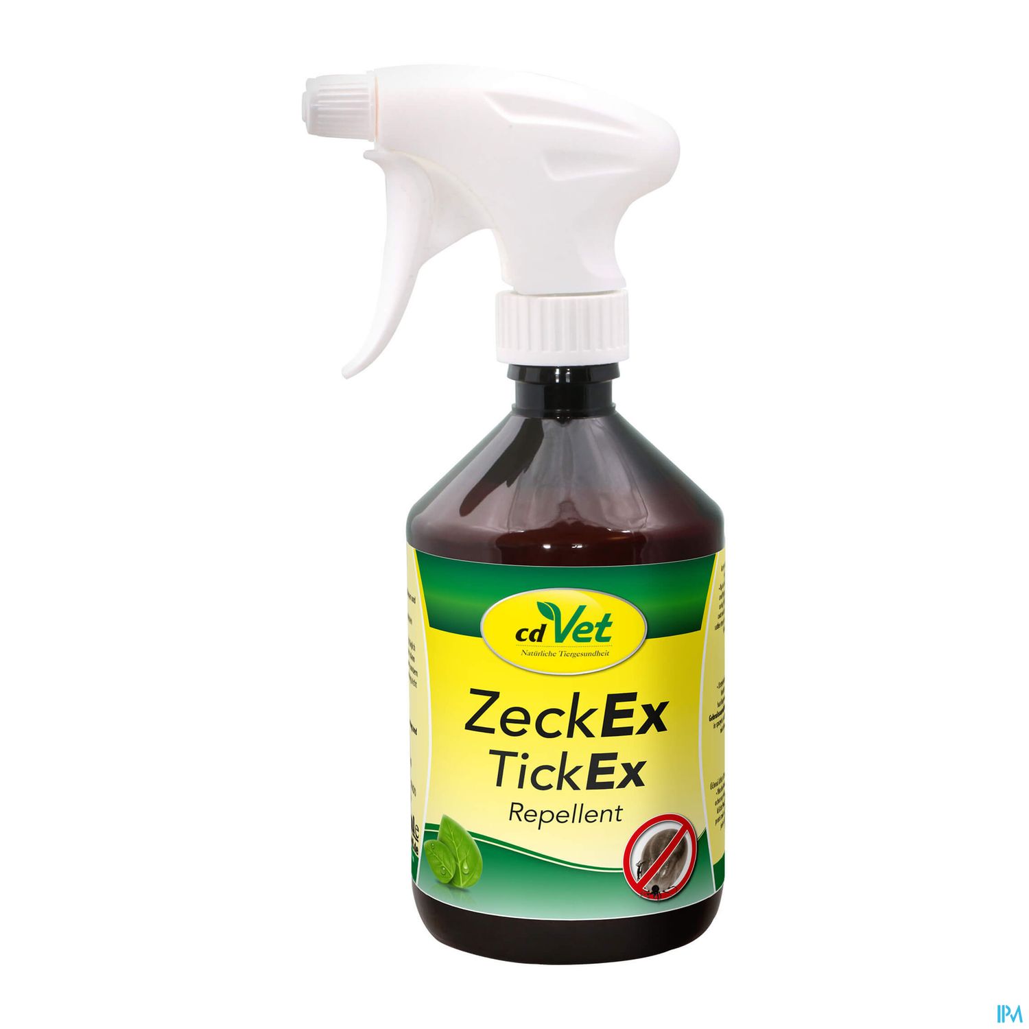Braune Sprühflasche mit dem Etikett "cdVet ZeckEx TickEx Repellent".