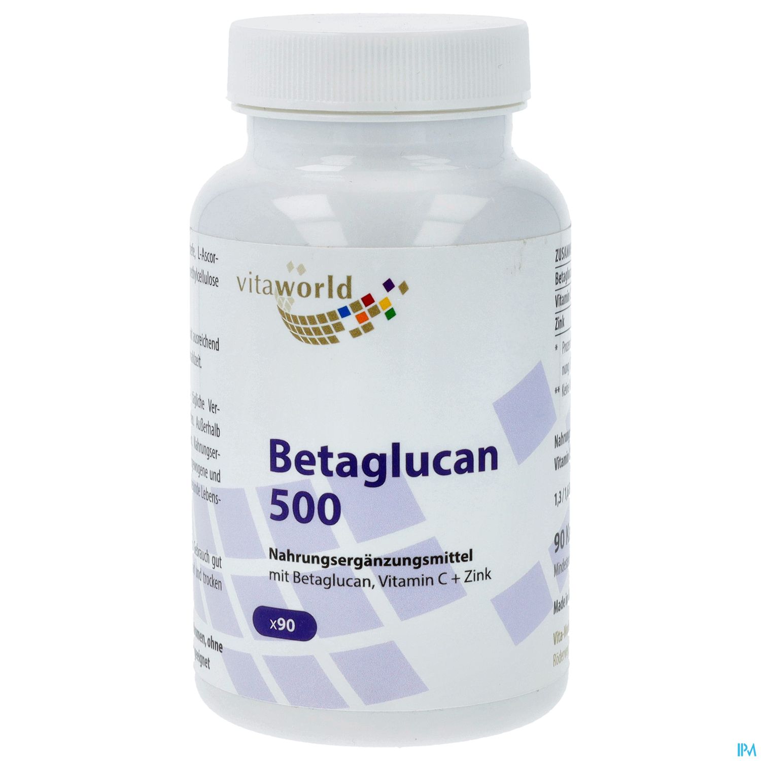 Betaglucan Kapseln 500mg +vitamin C Zink Vegan Vita World 90st