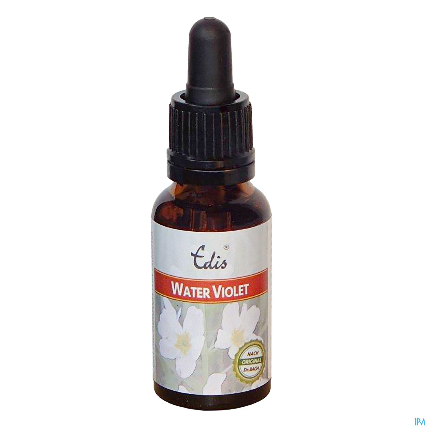 Braunflasche mit Pipette und Etikett "Edis Water Violet".