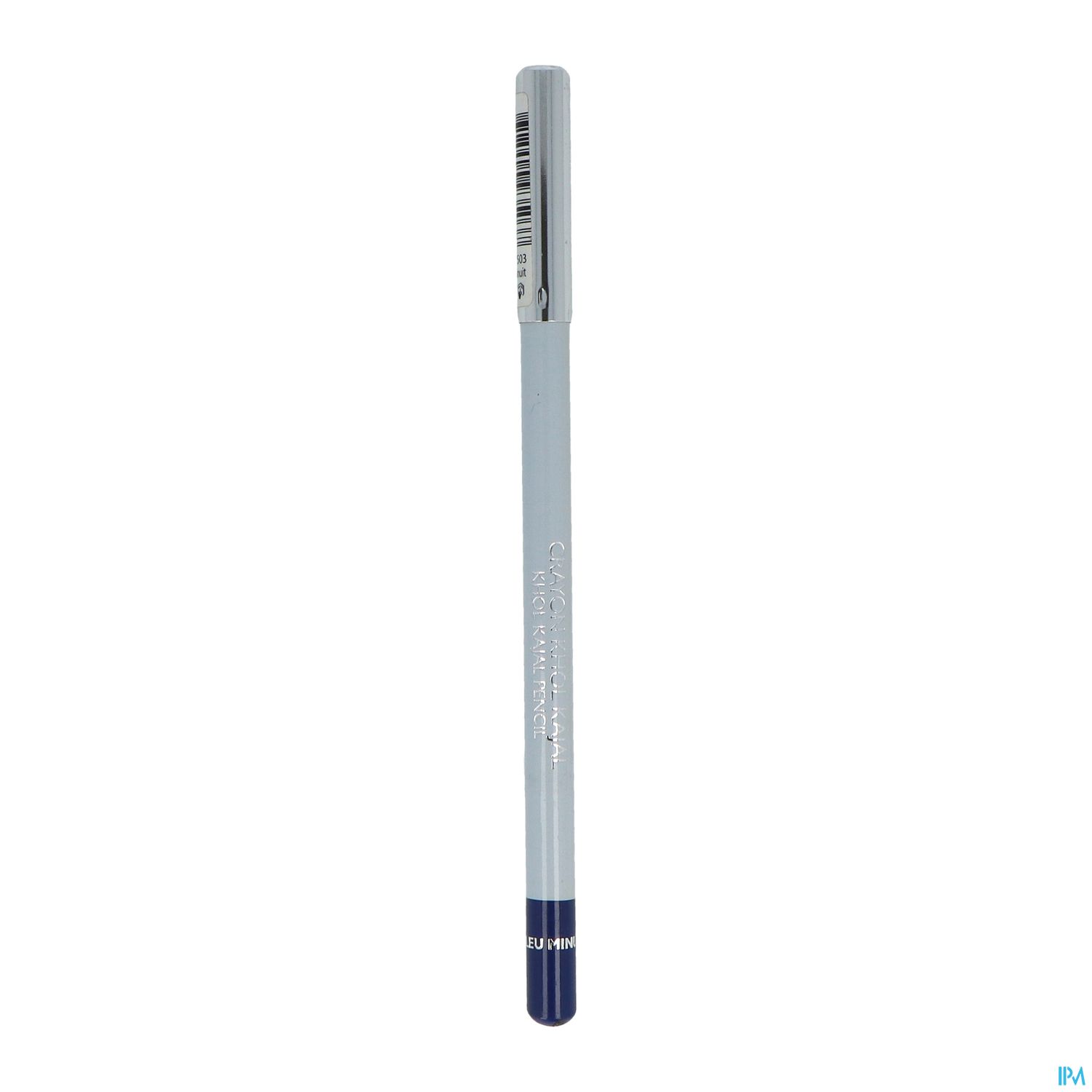 Ein blauer Stift mit silberner Kappe und beschriftetem Körper.