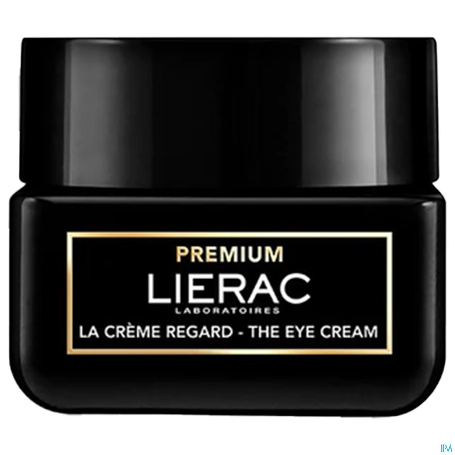 Schwarze Augencreme-Dose von Lierac mit goldener Schrift.