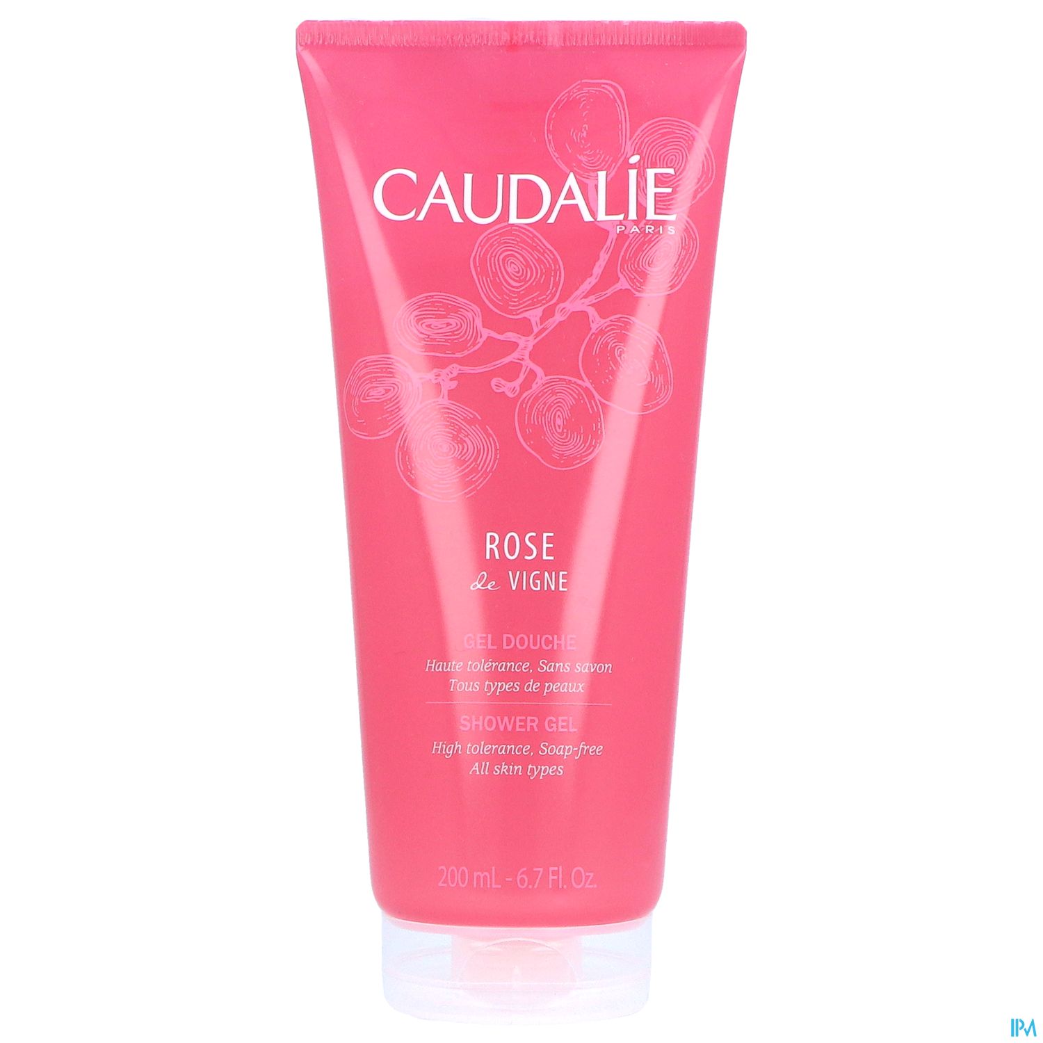 Rosa Tubenverpackung mit Duschegel von Caudalie, Inhalt 200 ml.